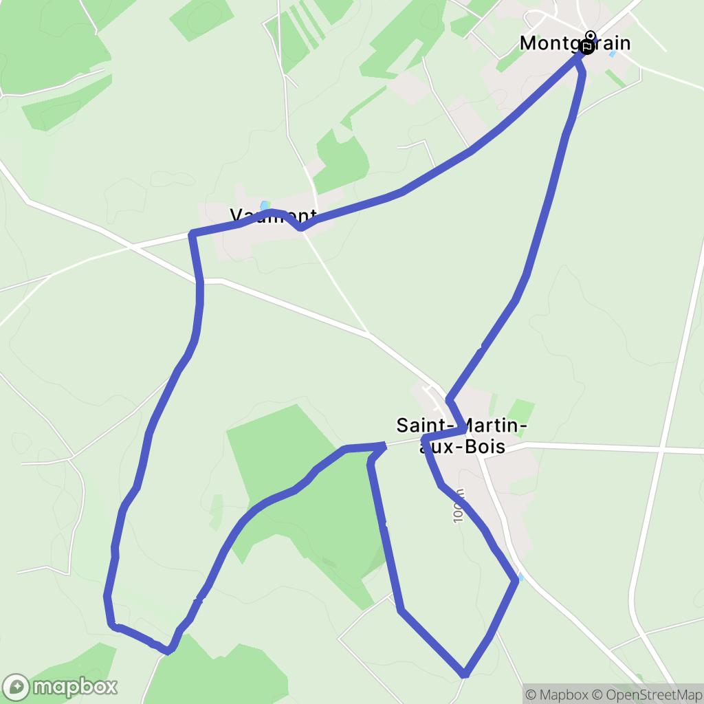 Montgérain : carte du parcours de randonnée - France
