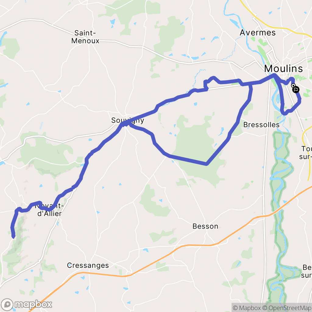 Yzeure : carte du parcours de randonnée - France