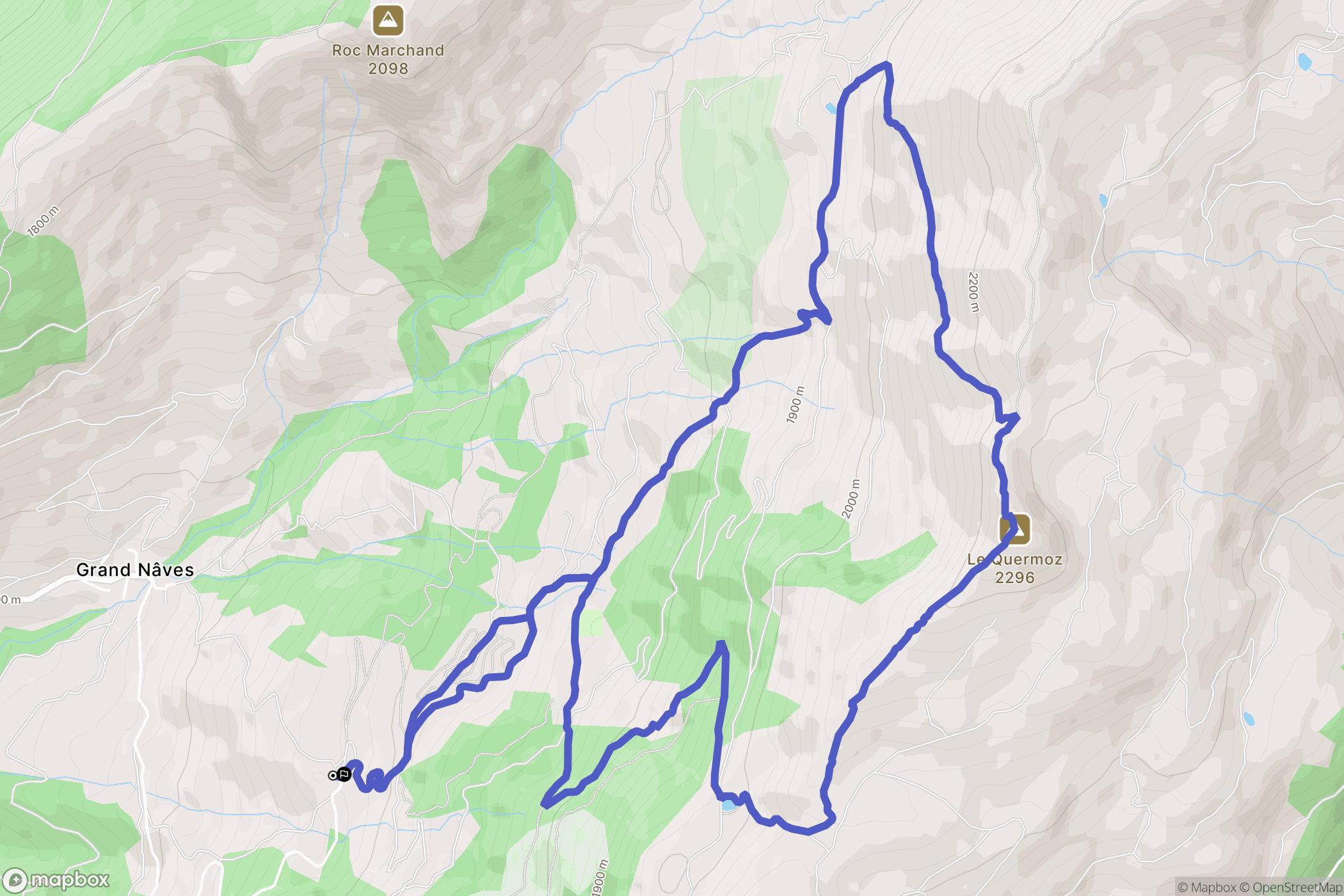 La Léchère : carte du parcours de randonnée - France