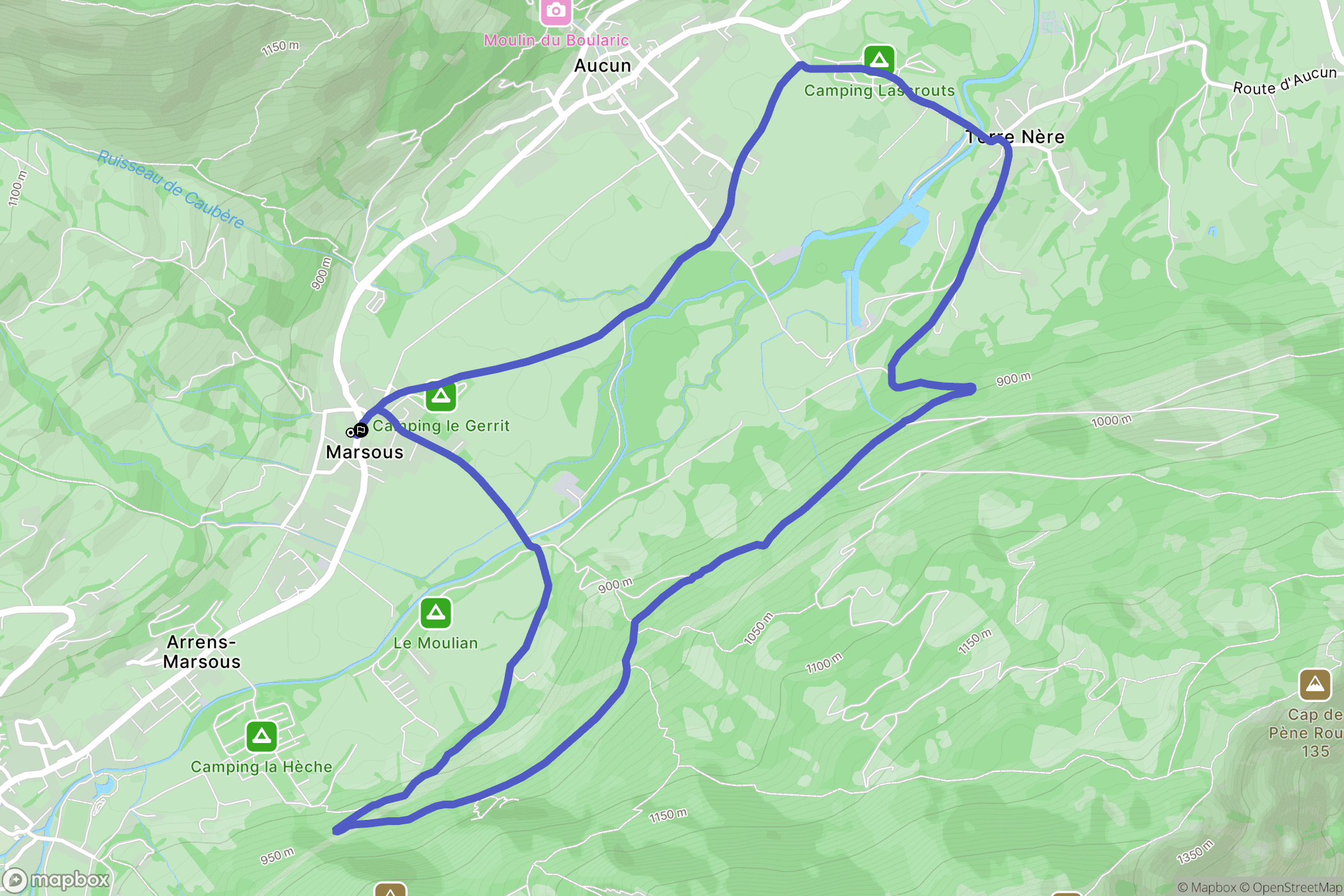 Arrens-Marsous : carte du parcours de randonnée - France