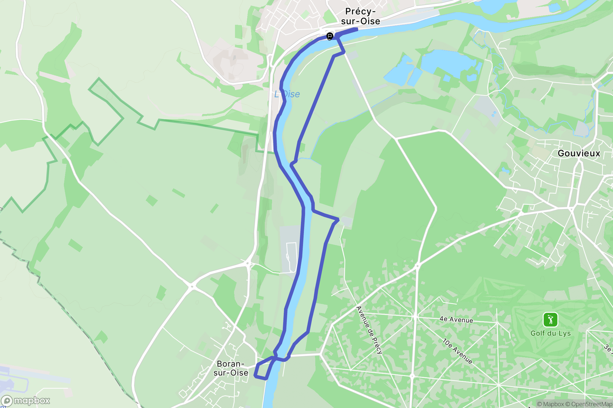 Précy-sur-Oise : carte du parcours de randonnée - France