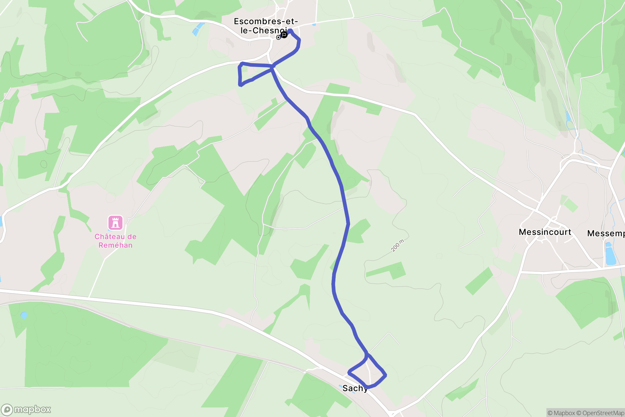 Escombres-et-le-Chesnois : carte du parcours de randonnée - France