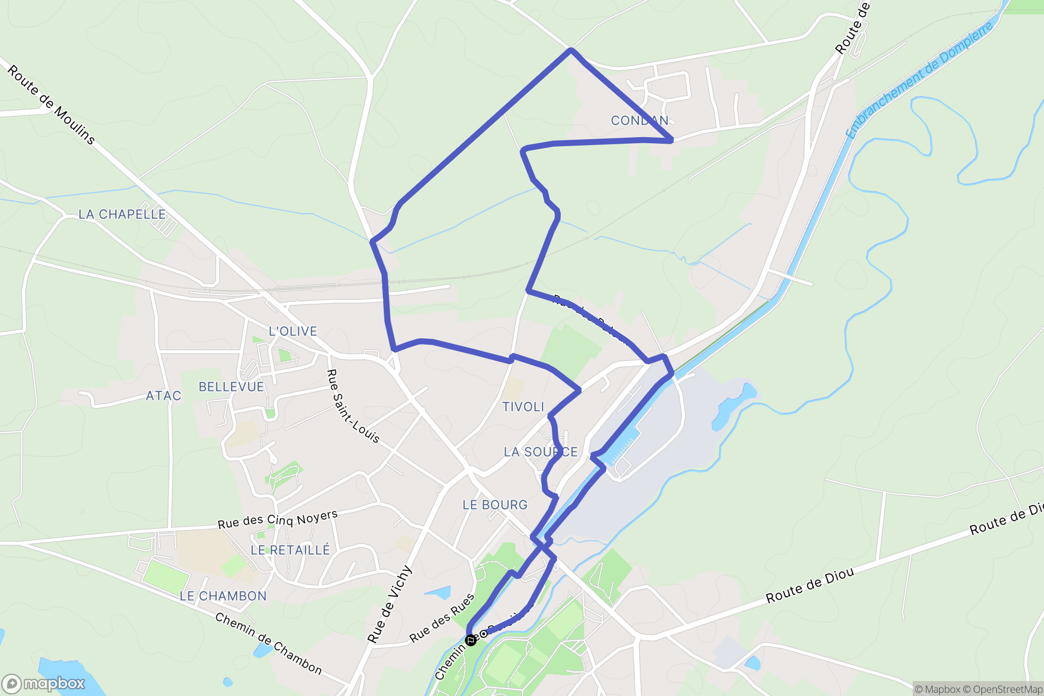 Dompierre-sur-Besbre : carte du parcours de randonnée - France