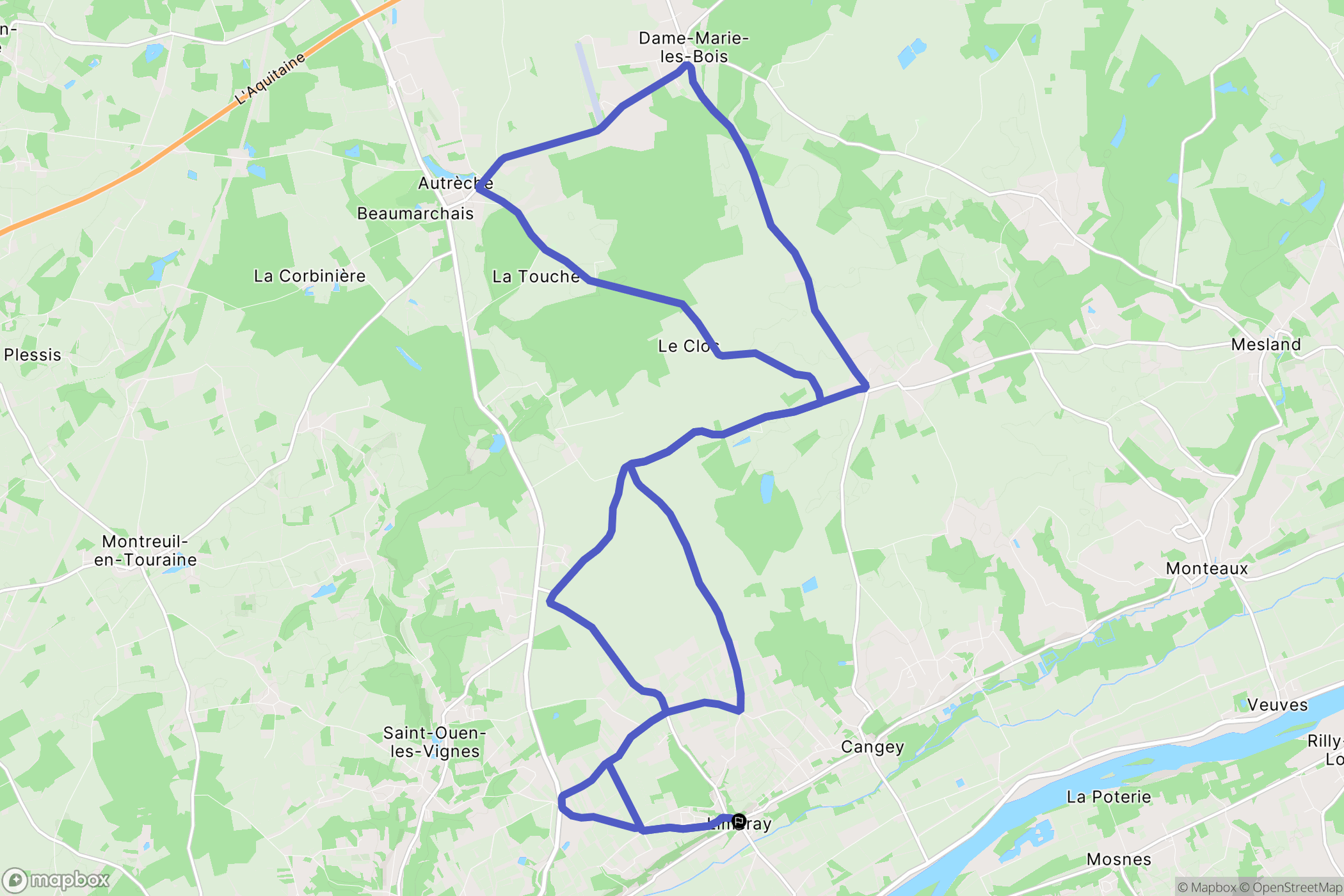 Limeray : carte du parcours de randonnée - France