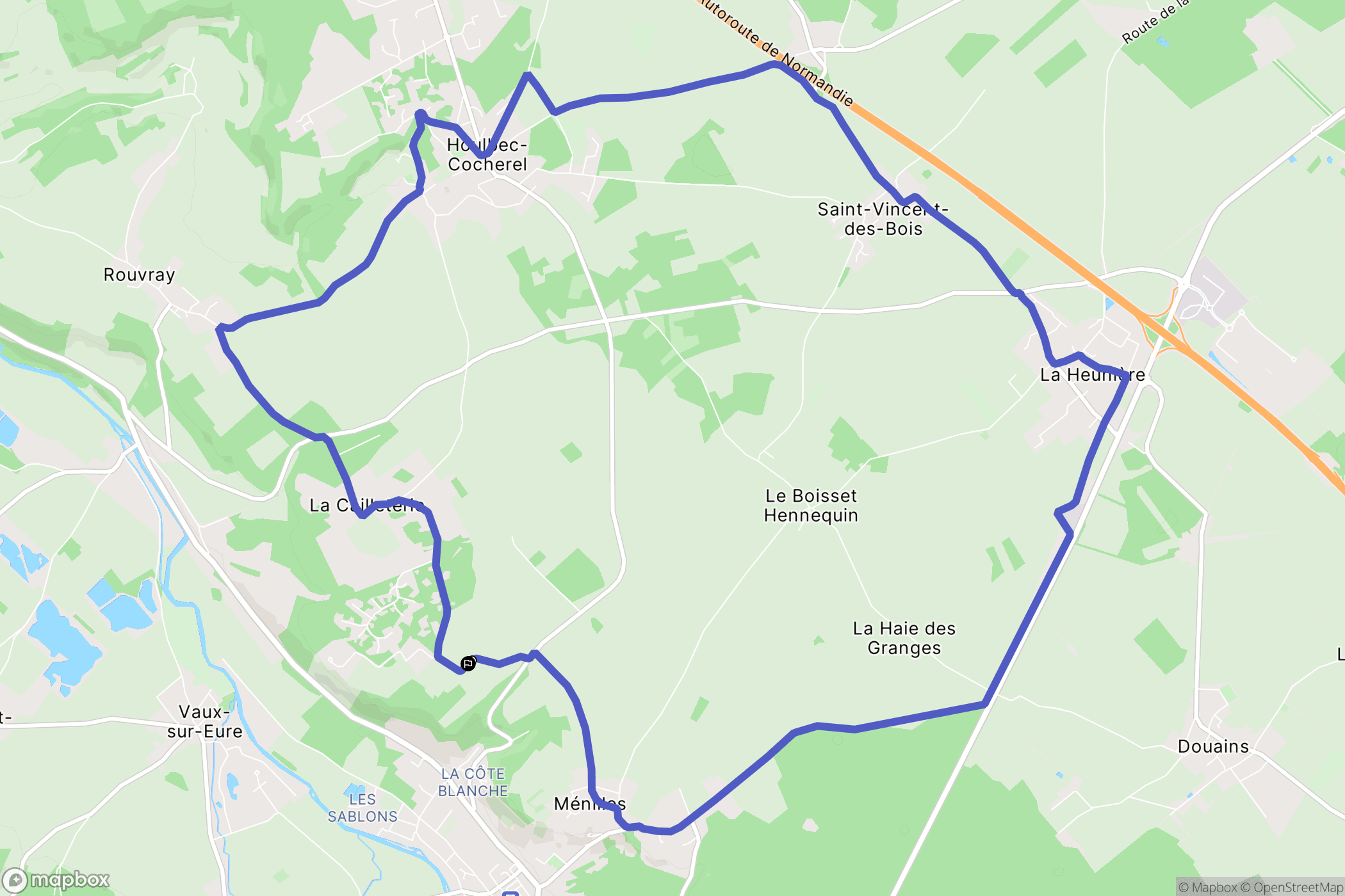 Houlbec-Cocherel : carte du parcours de randonnée - France