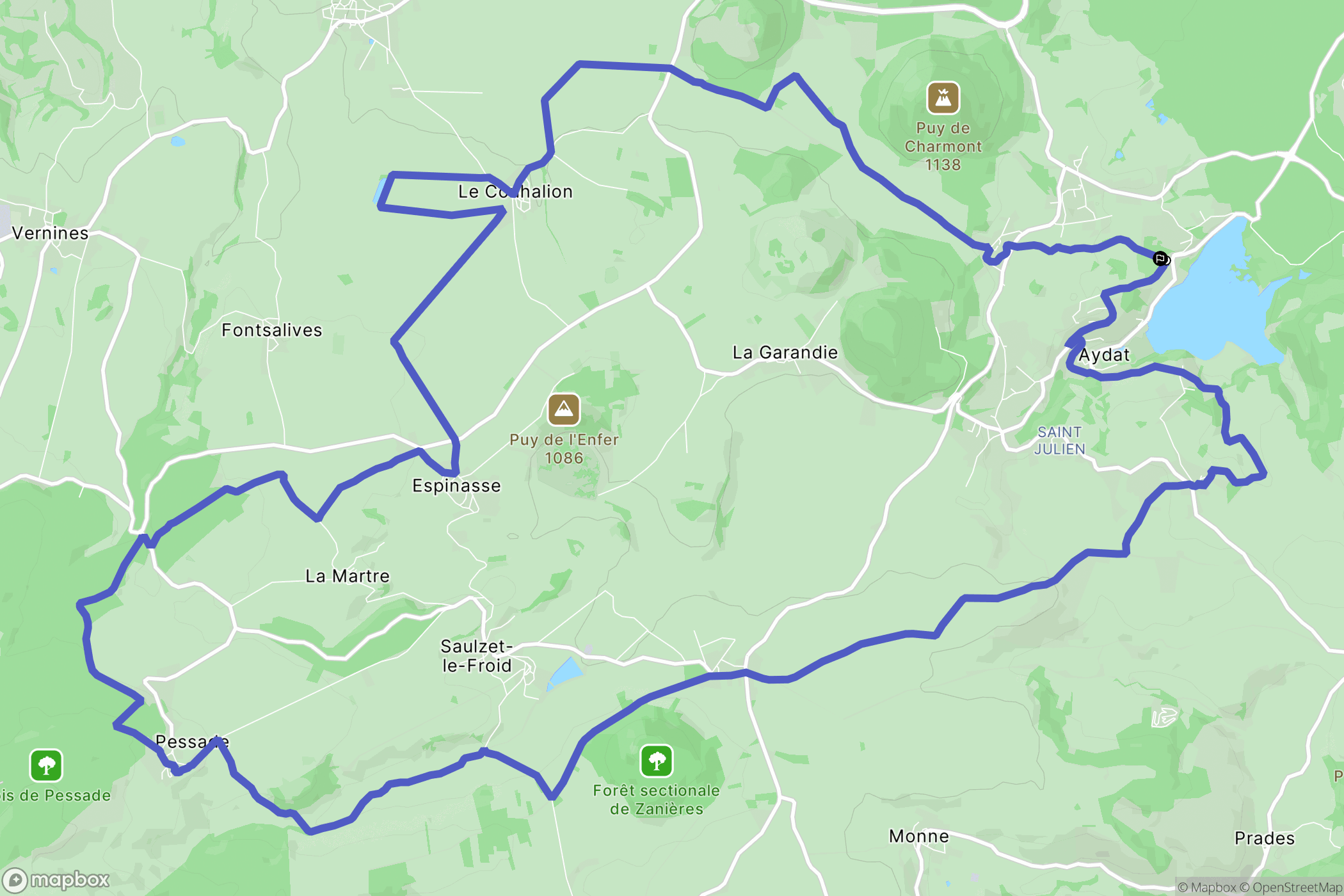 Aydat : carte du parcours de randonnée - France