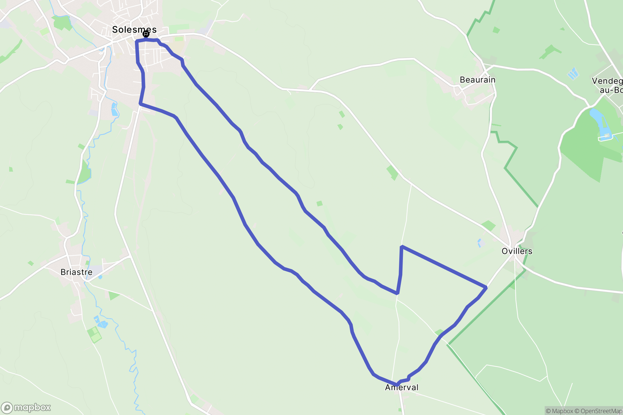 Solesmes : carte du parcours de randonnée - France
