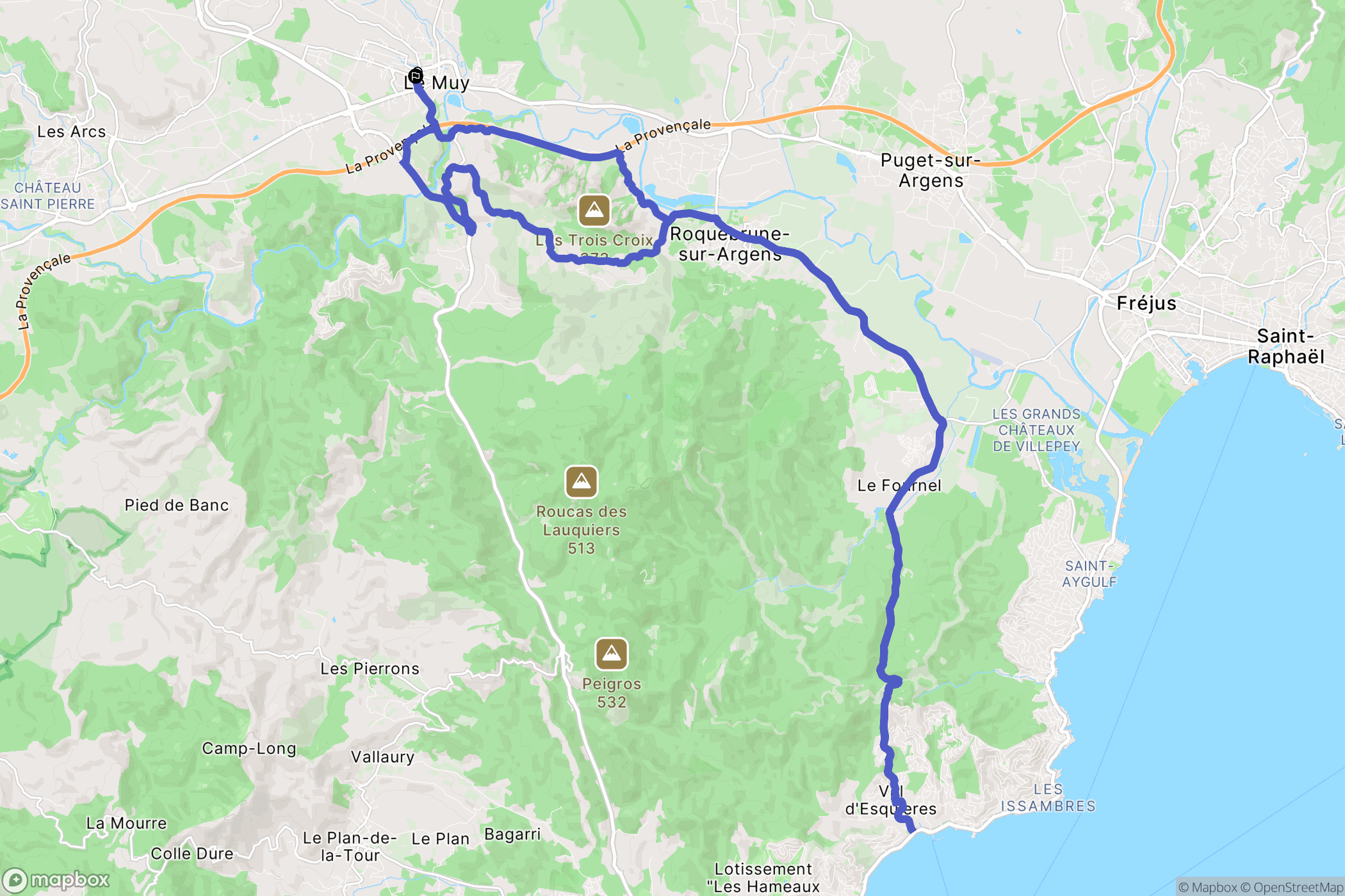 Le Muy : carte du parcours de randonnée - France