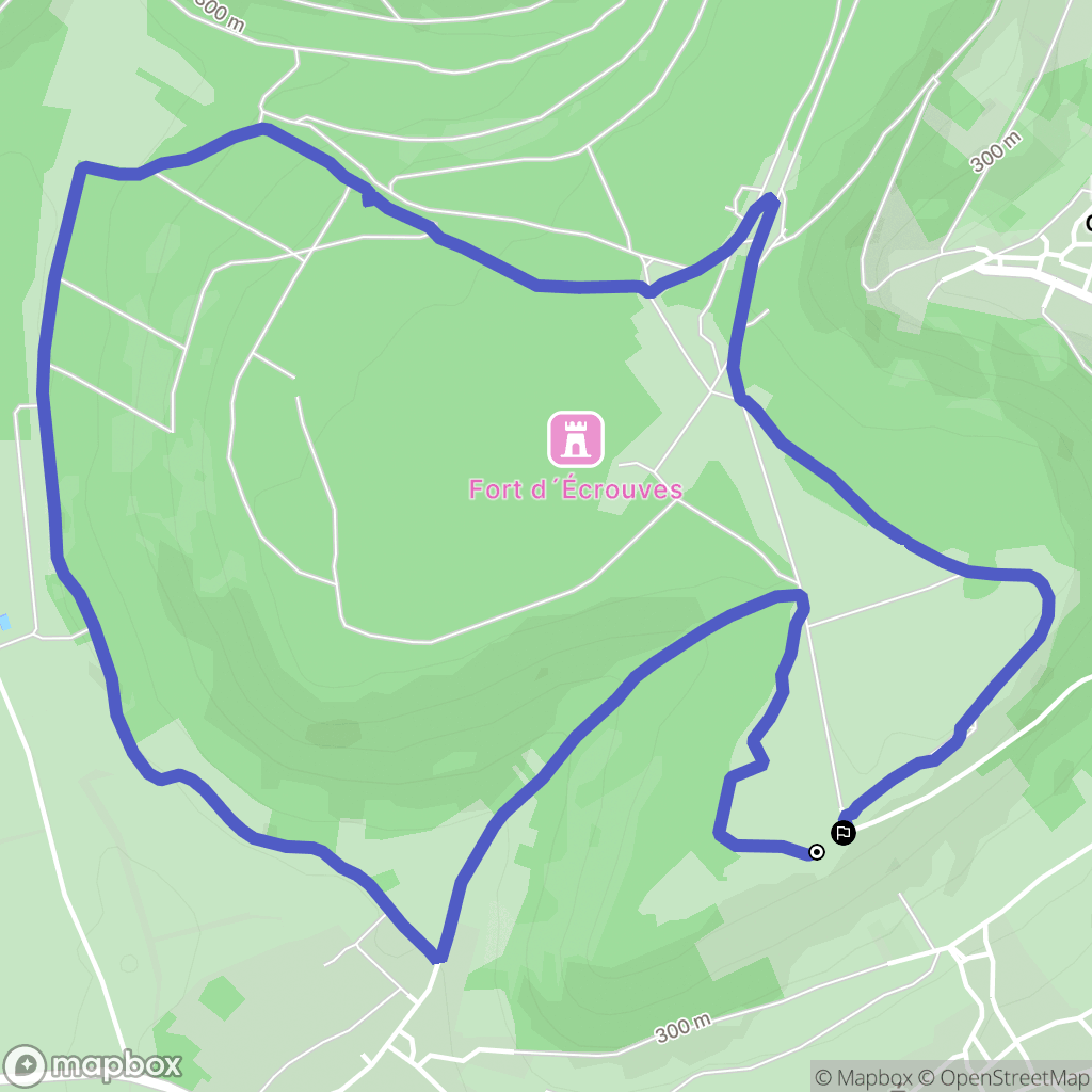 Écrouves : carte du parcours de randonnée - France