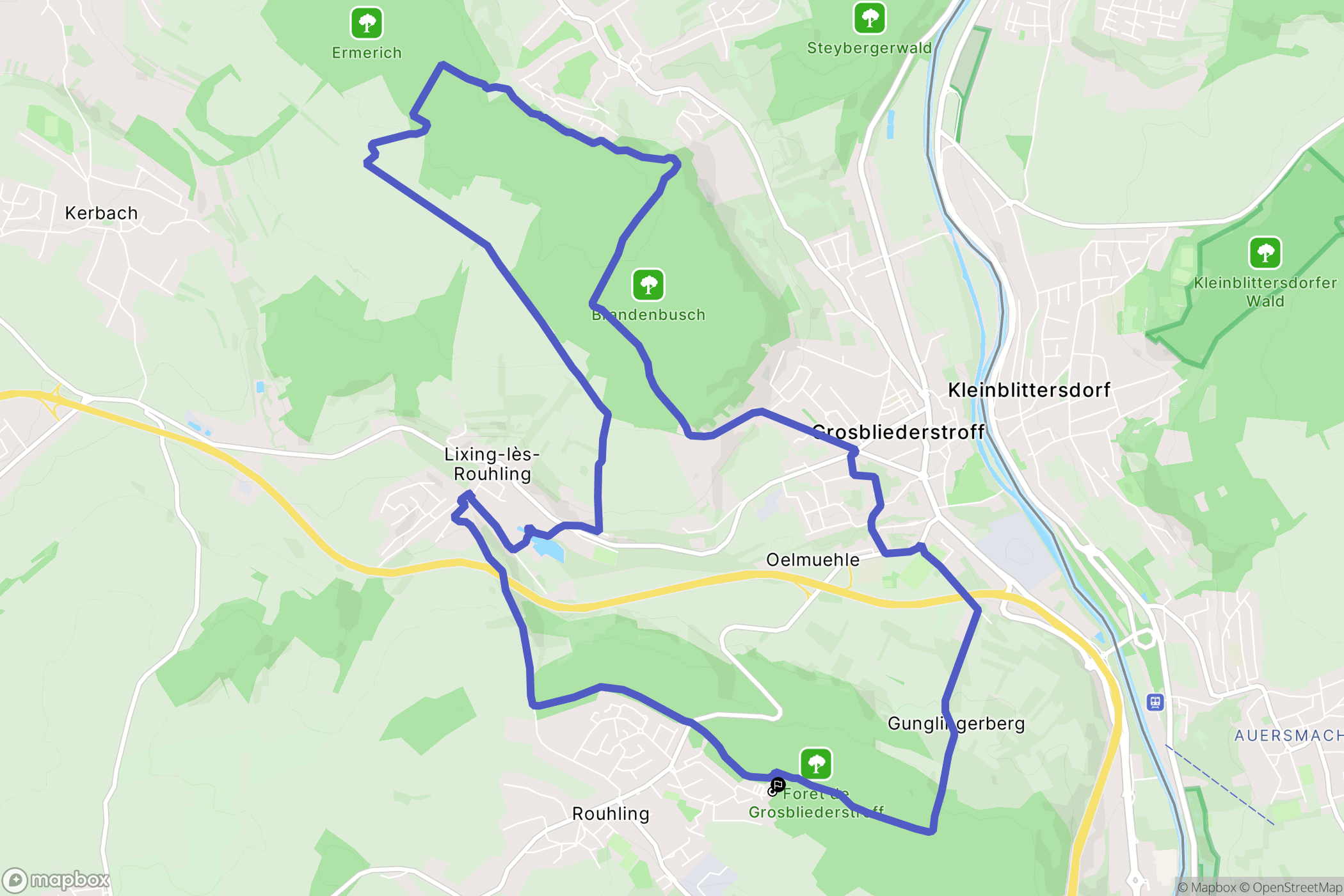 Rouhling : carte du parcours de randonnée - France