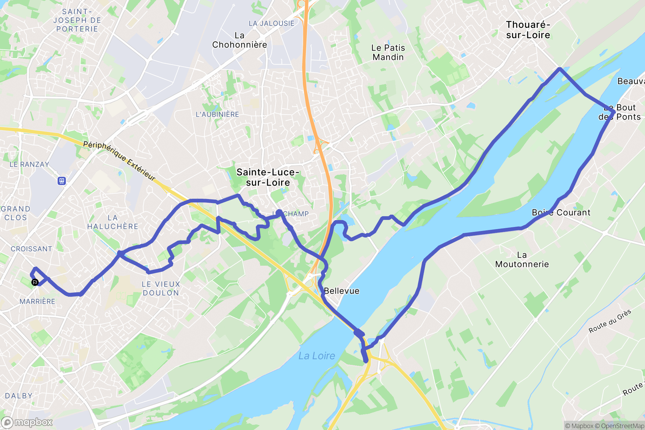 Nantes : carte du parcours de randonnée - France