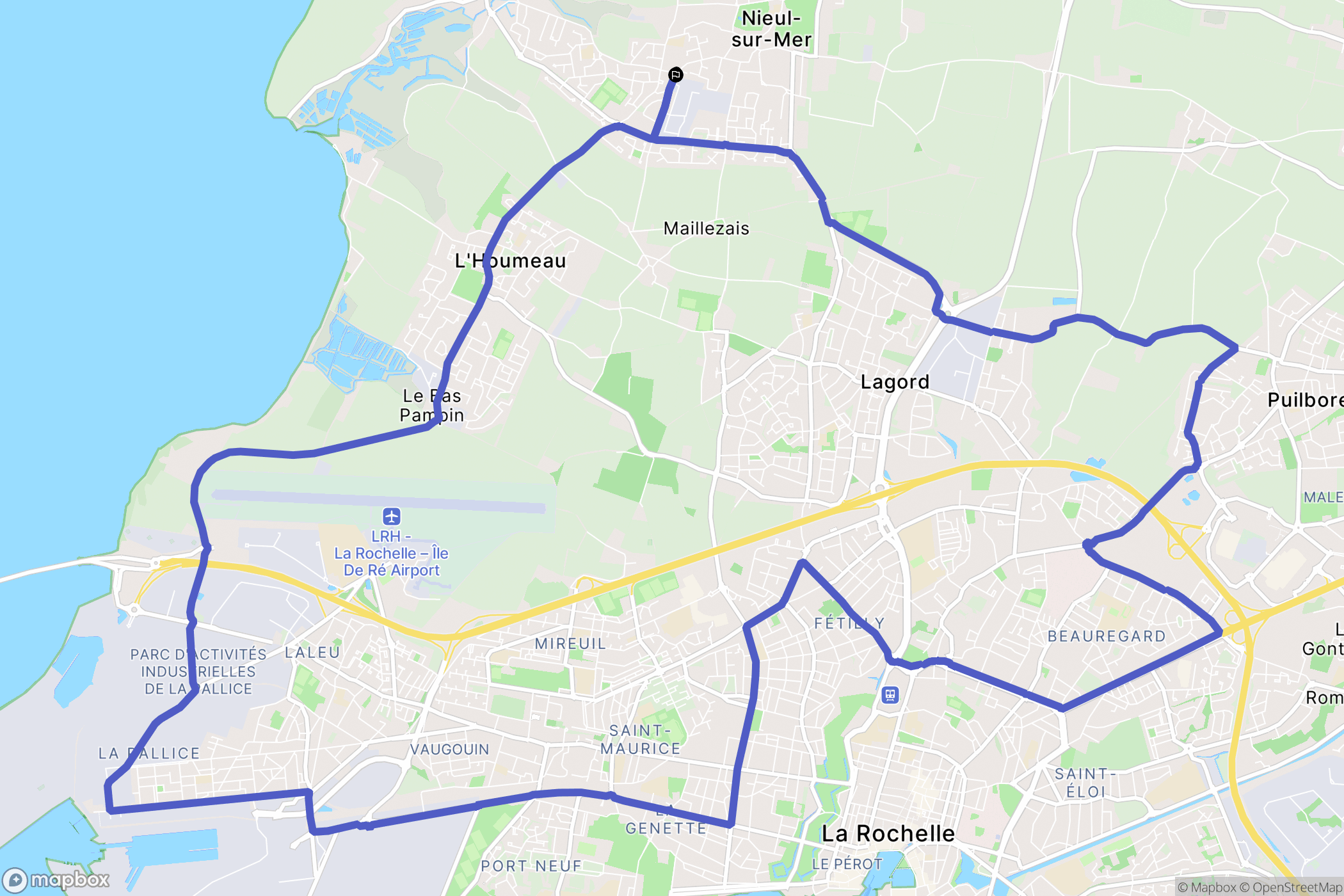 Nieul-sur-Mer : carte du parcours de randonnée - France