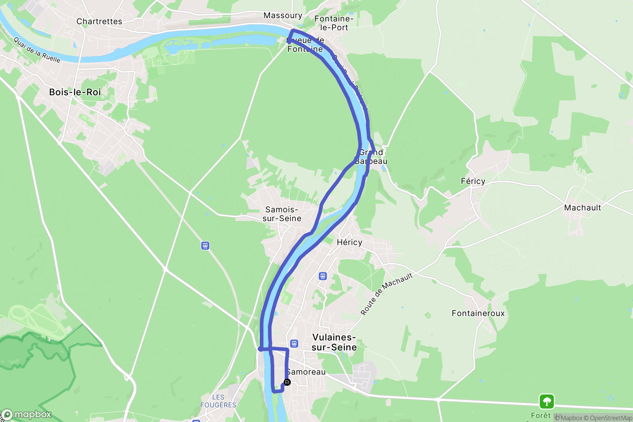 Samoreau : carte du parcours de randonnée - France