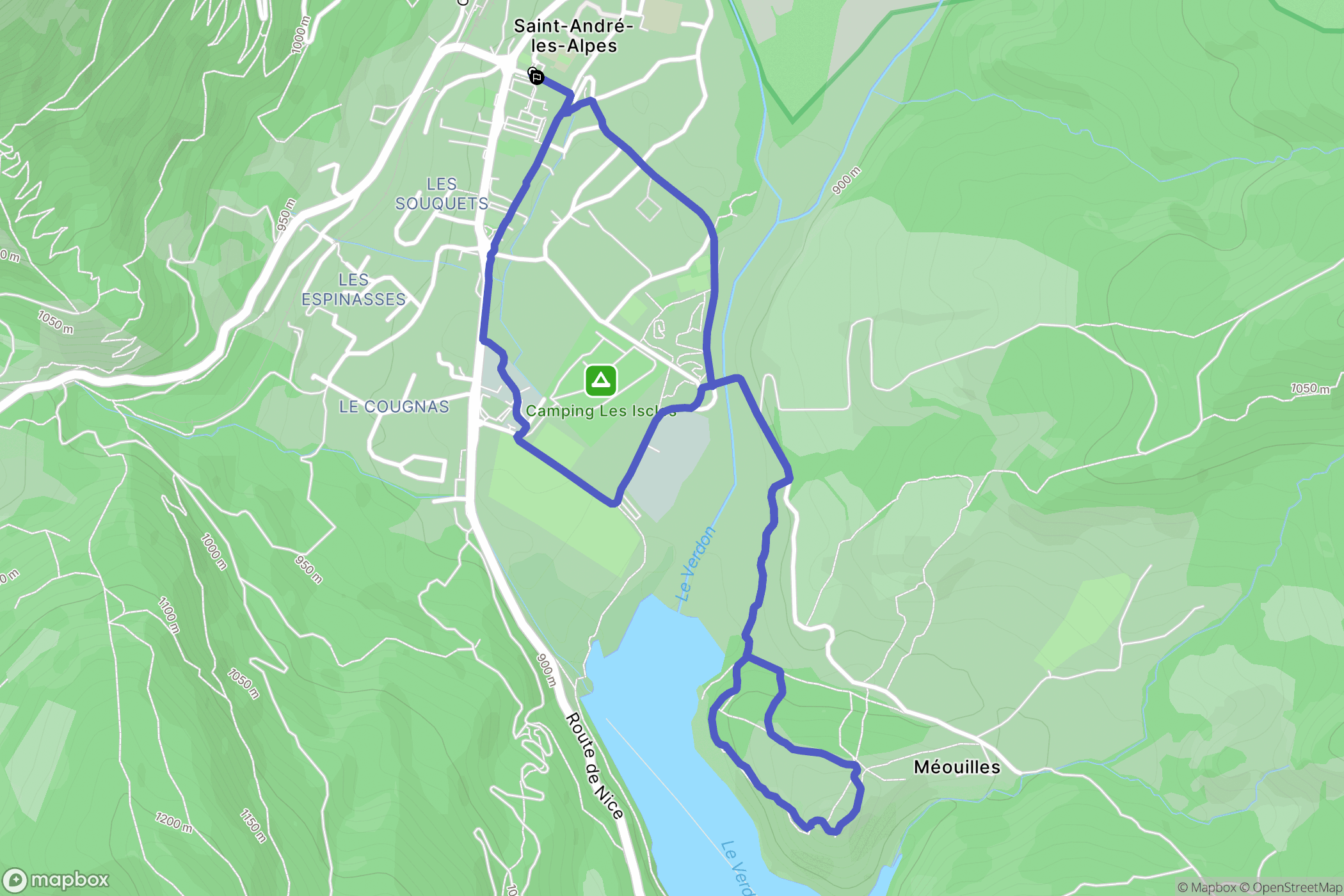 Saint-André-les-Alpes : carte du parcours de randonnée - France