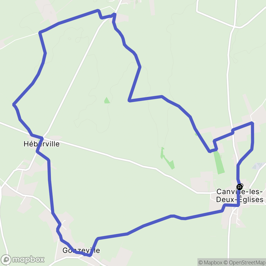 Canville-les-Deux-Églises : carte du parcours de randonnée - France
