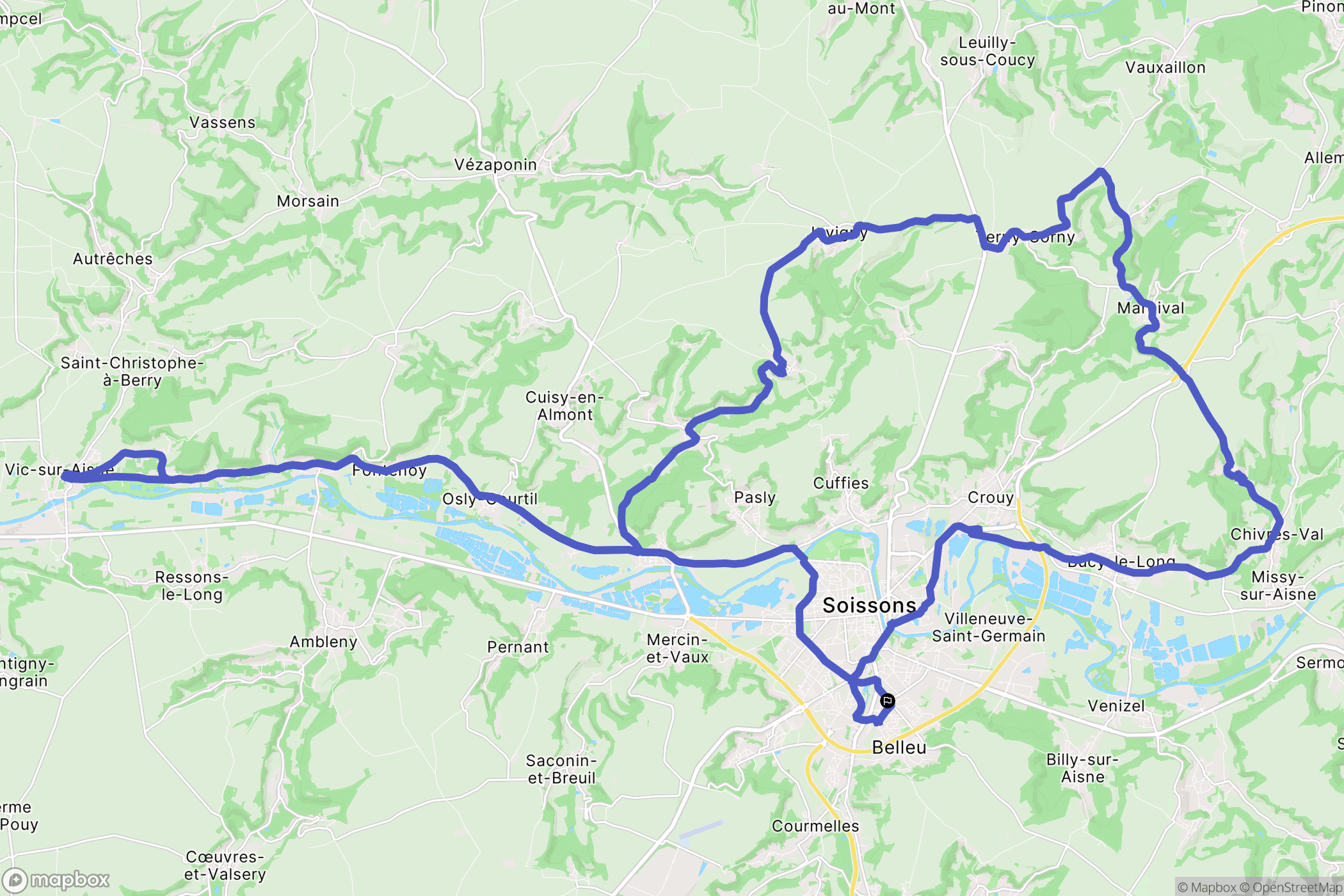 Belleu : carte du parcours de randonnée - France