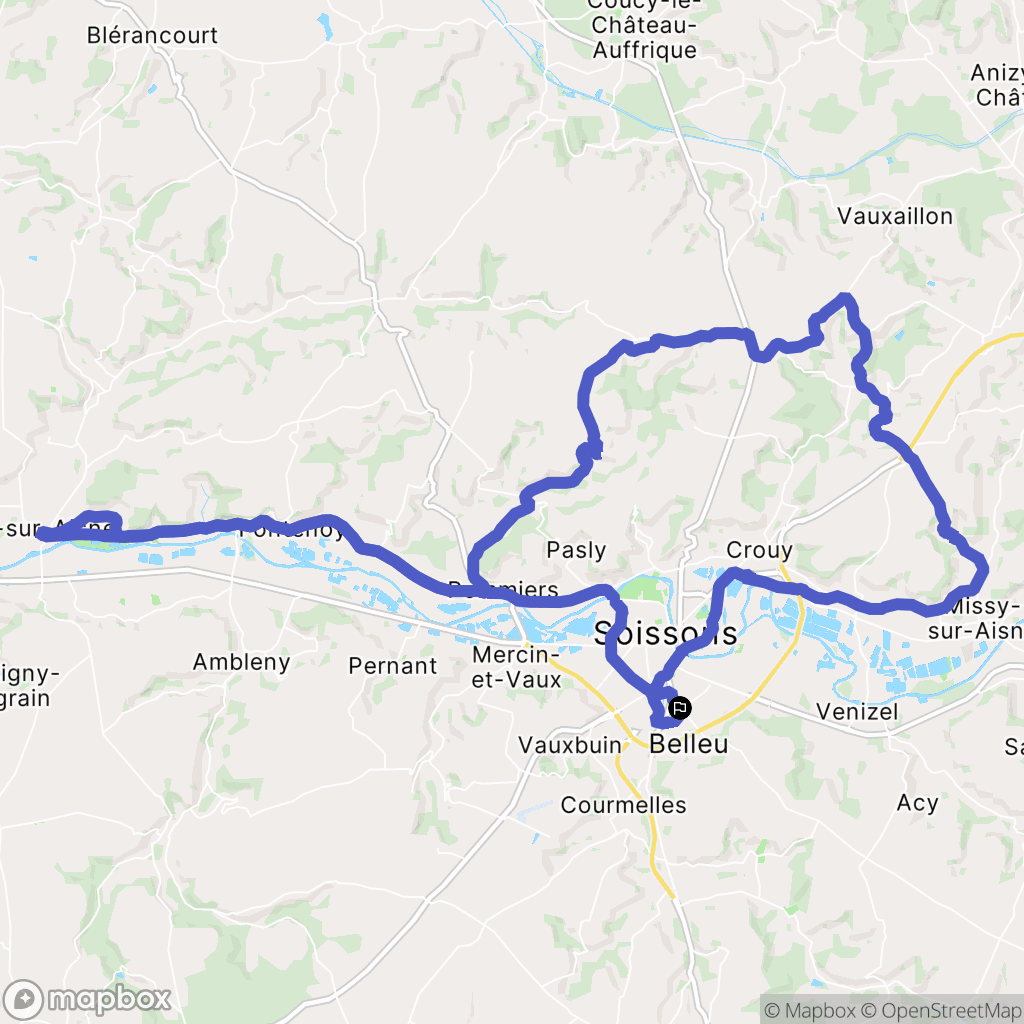 Belleu : carte du parcours de randonnée - France