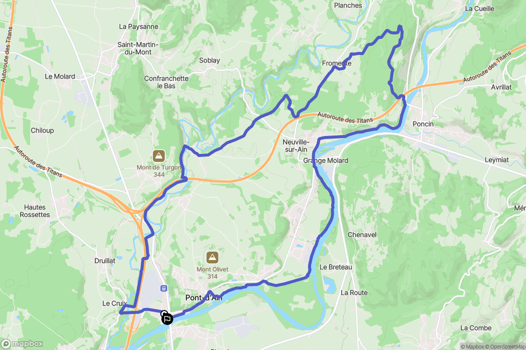 Pont-d'Ain : carte du parcours de randonnée - France