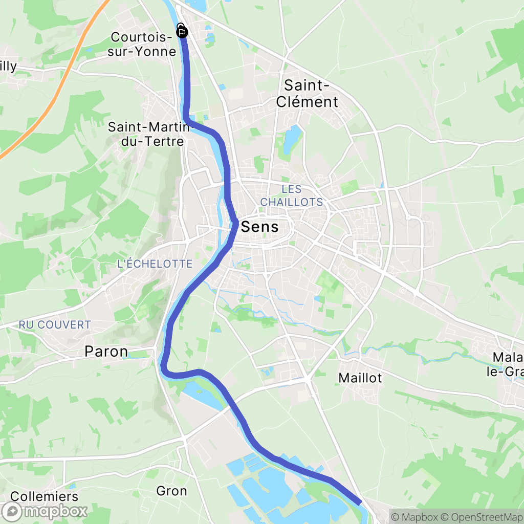 Saint-Denis-lès-Sens : carte du parcours de randonnée - France