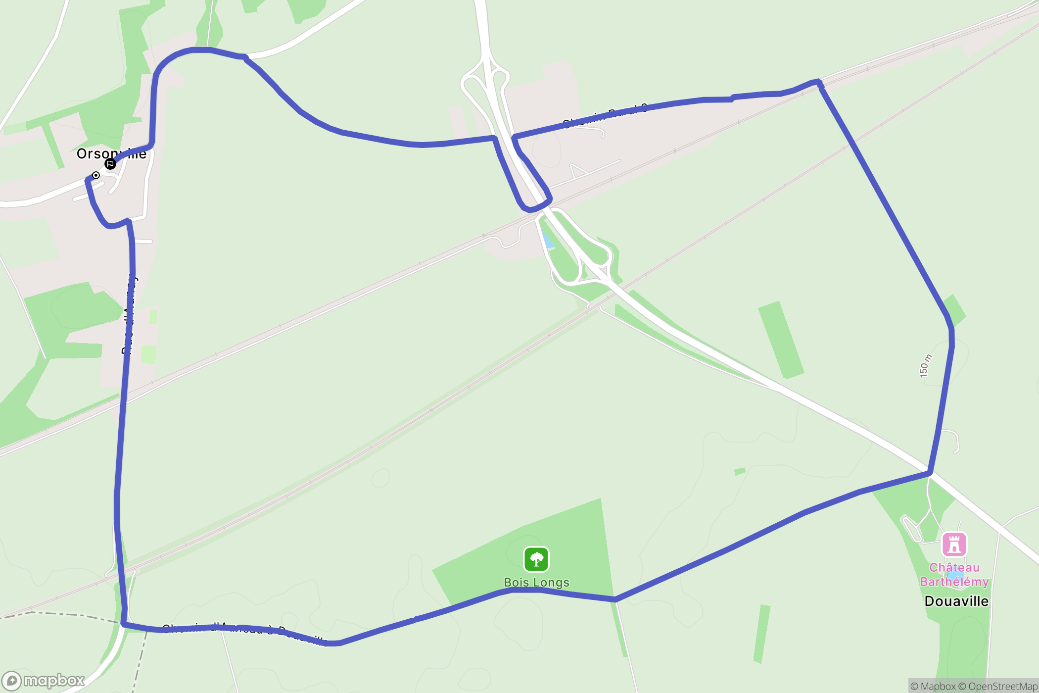 Orsonville : carte du parcours de randonnée - France
