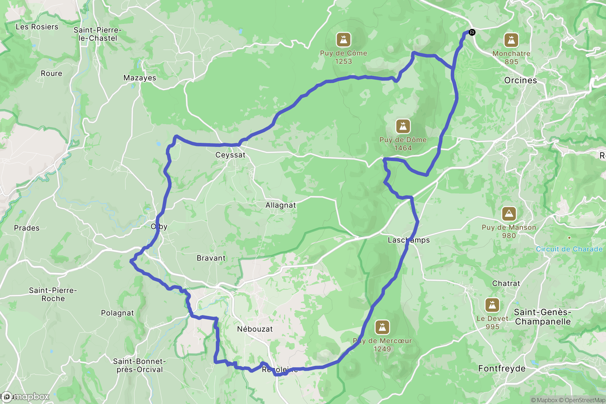 Orcines : carte du parcours de randonnée - France