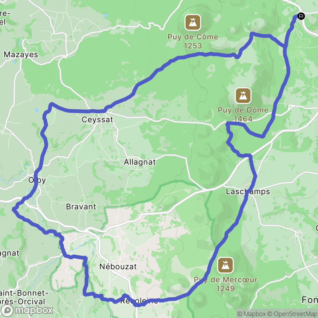 Orcines : carte du parcours de randonnée - France