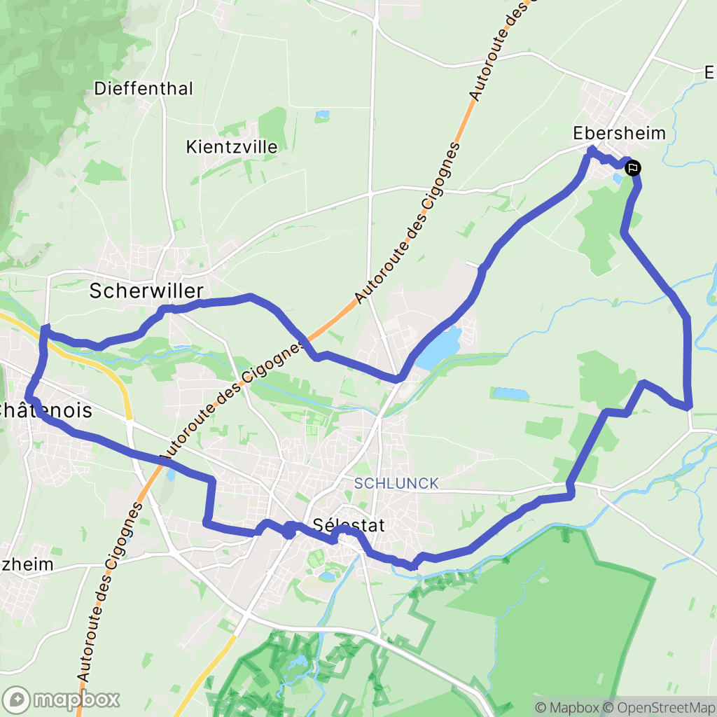 Ebersheim : carte du parcours de randonnée - France