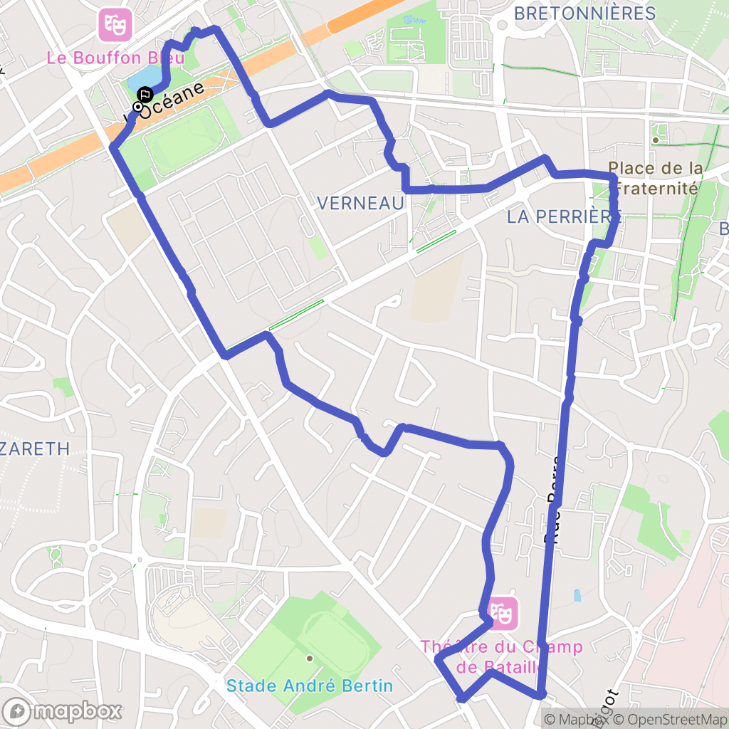 Angers : carte du parcours de randonnée - France