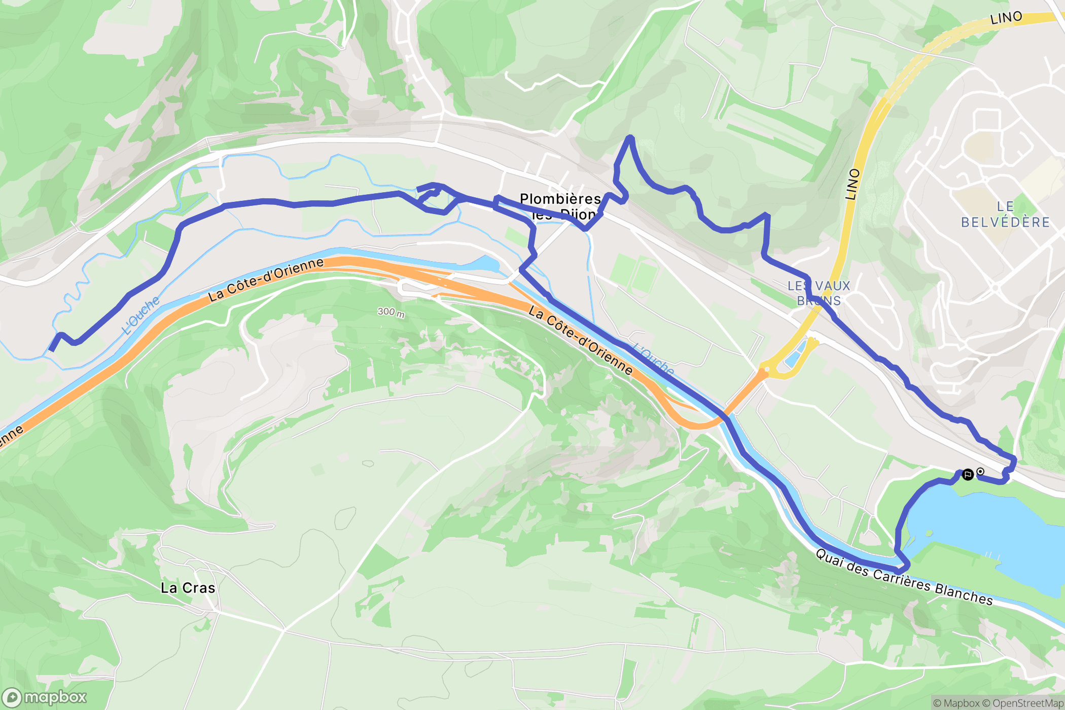 Plombières-lès-Dijon : carte du parcours de randonnée - France