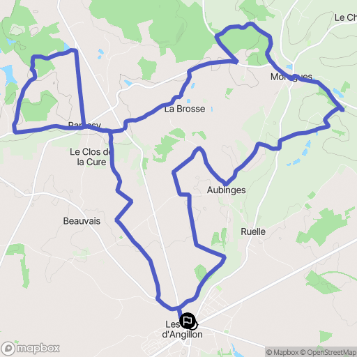 Les Aix-d'Angillon : carte du parcours de randonnée - France