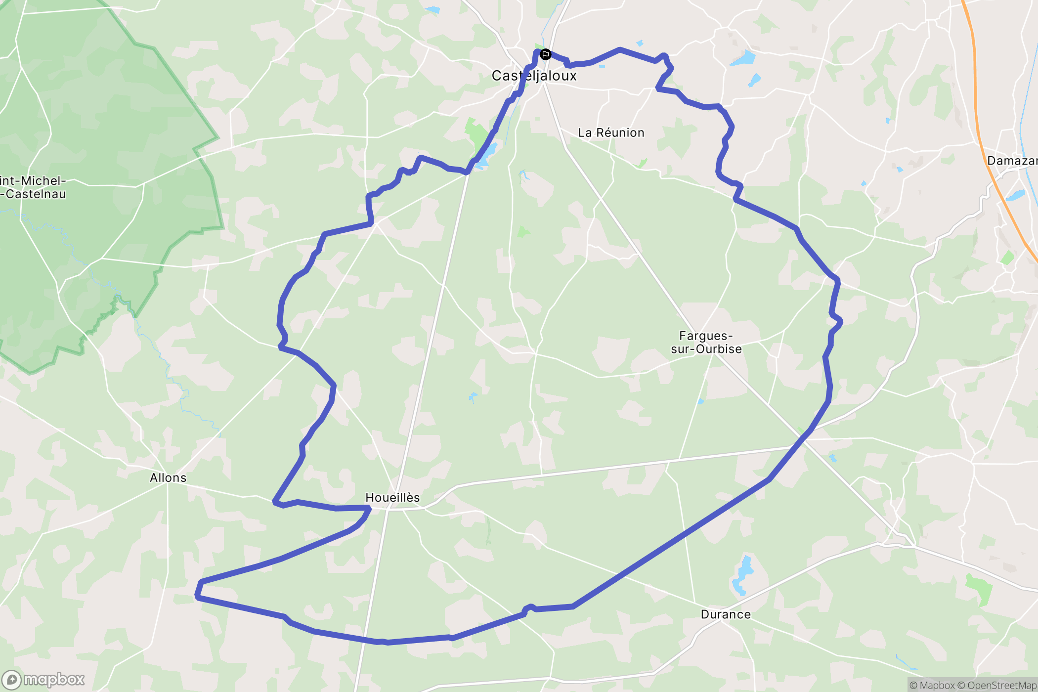 Casteljaloux : carte du parcours de randonnée - France