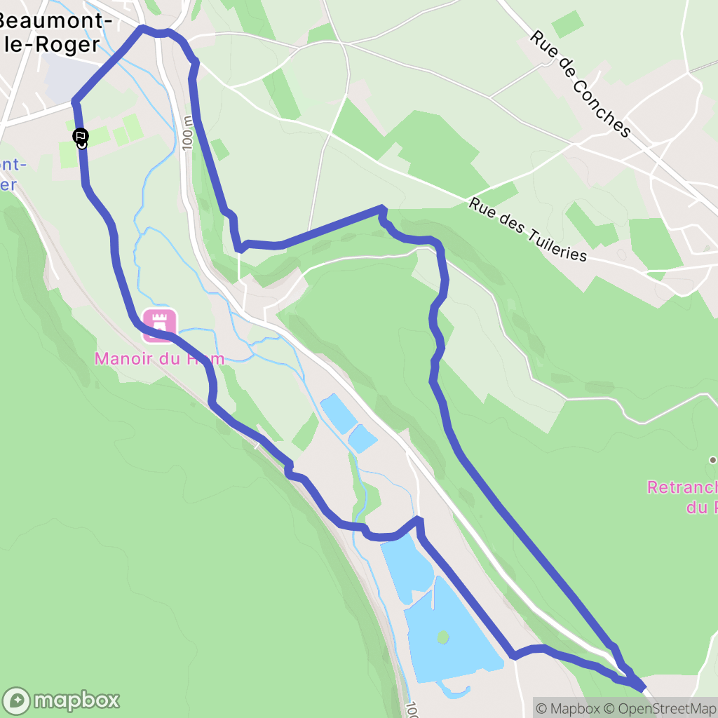 Beaumont-le-Roger : carte du parcours de randonnée - France