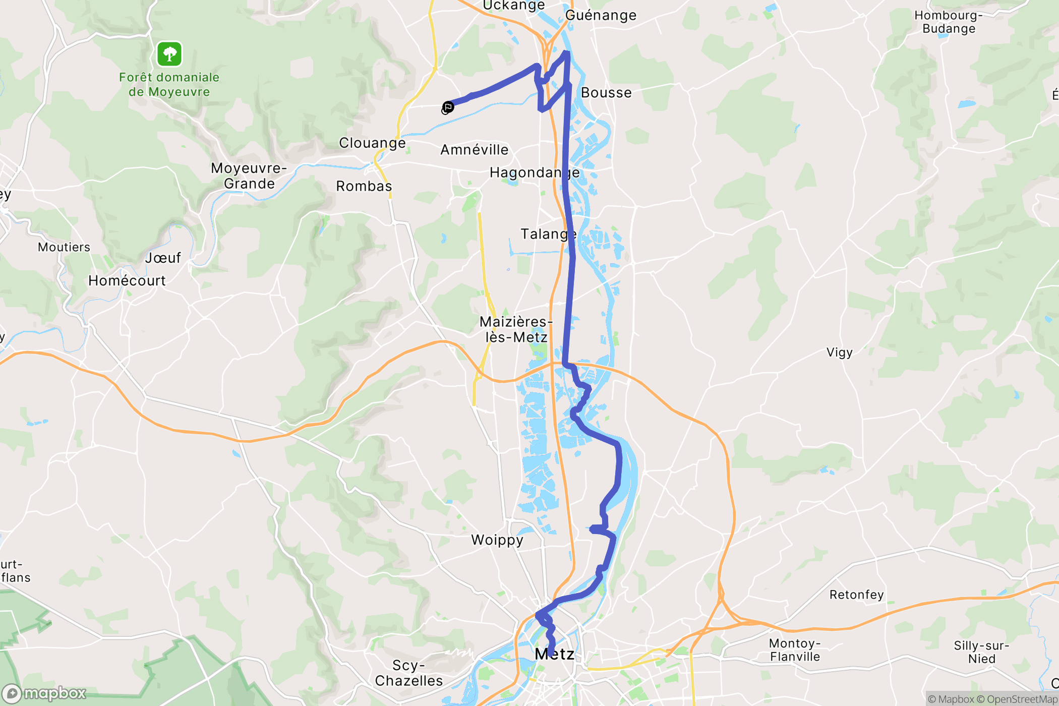Gandrange : carte du parcours de randonnée - France