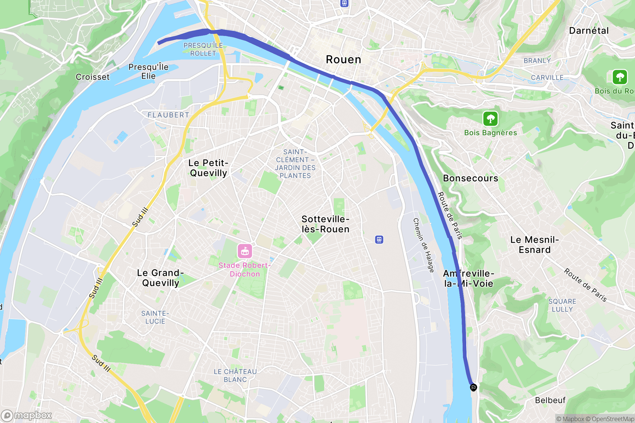 Belbeuf : carte du parcours de randonnée - France
