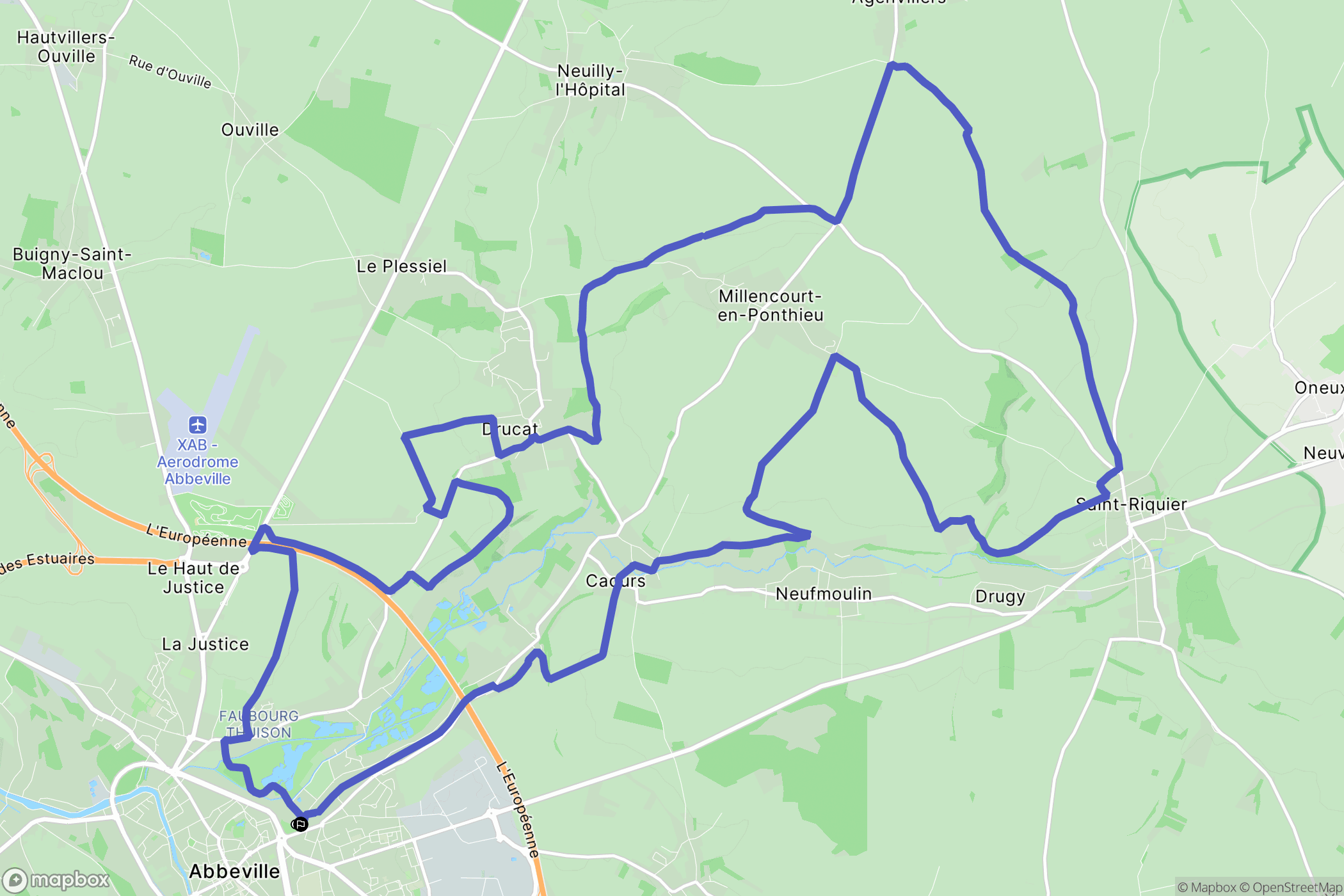 Abbeville : carte du parcours de randonnée - France