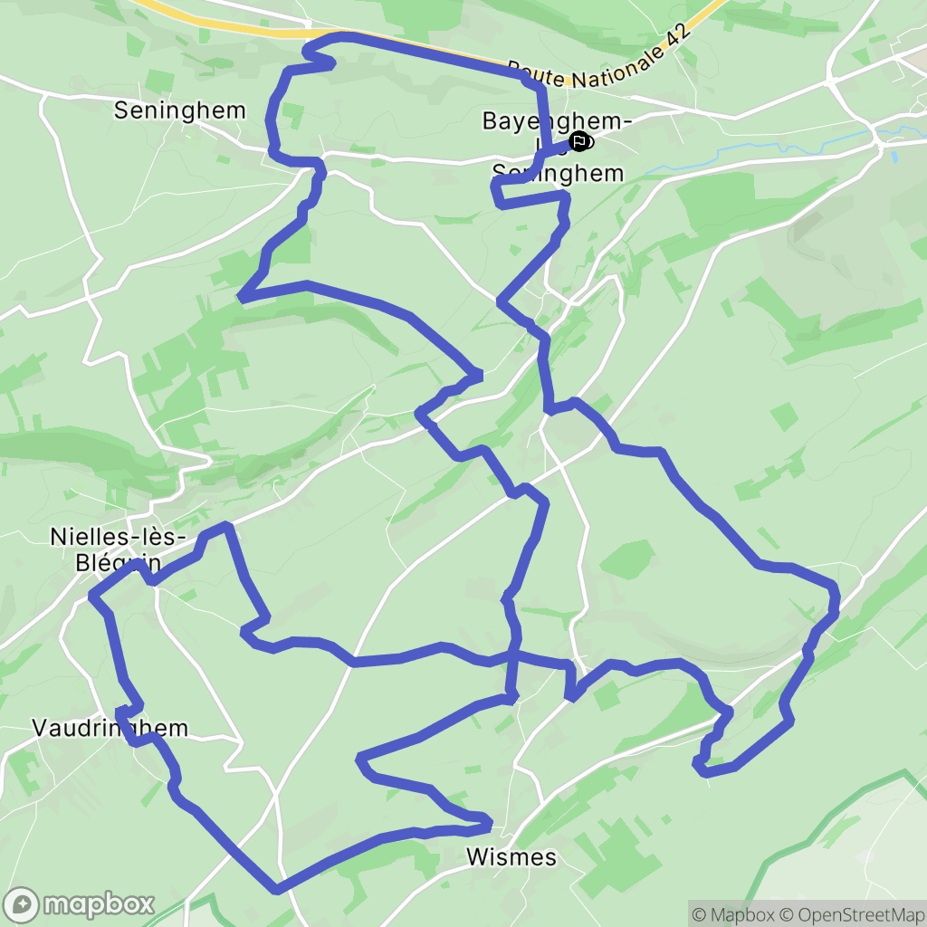 Bayenghem-lès-Seninghem : carte du parcours de randonnée - France