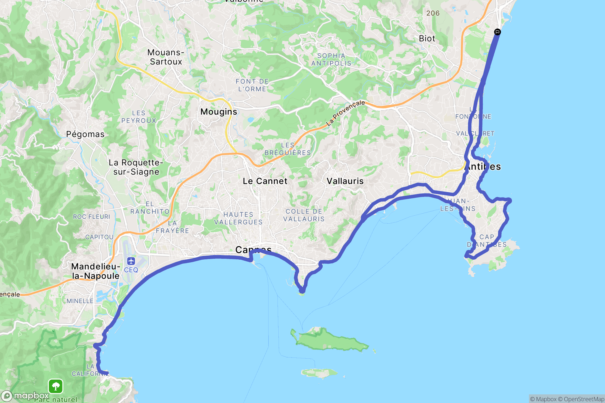 Villeneuve-Loubet : carte du parcours de randonnée - France
