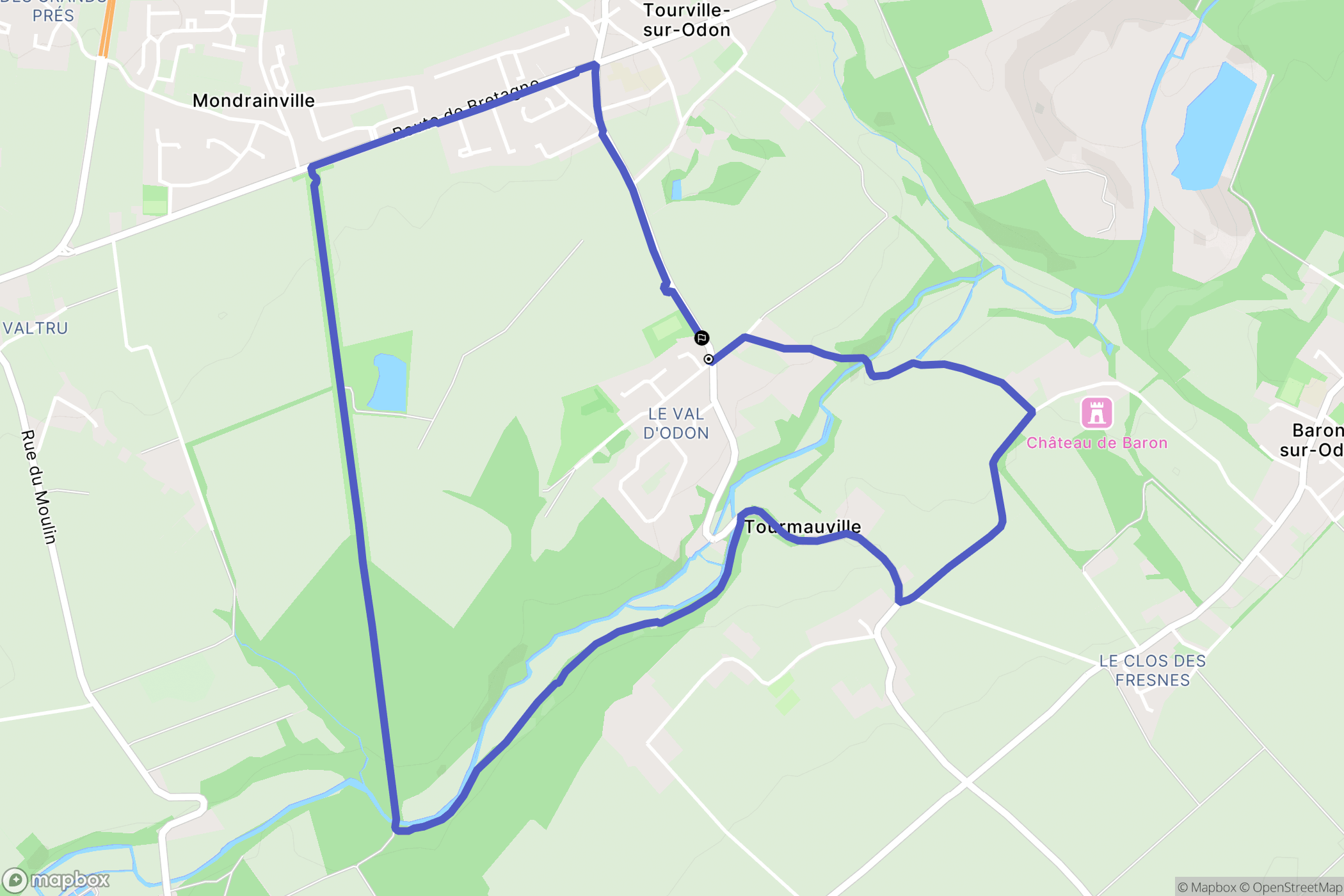 Tourville-sur-Odon : carte du parcours de randonnée - France