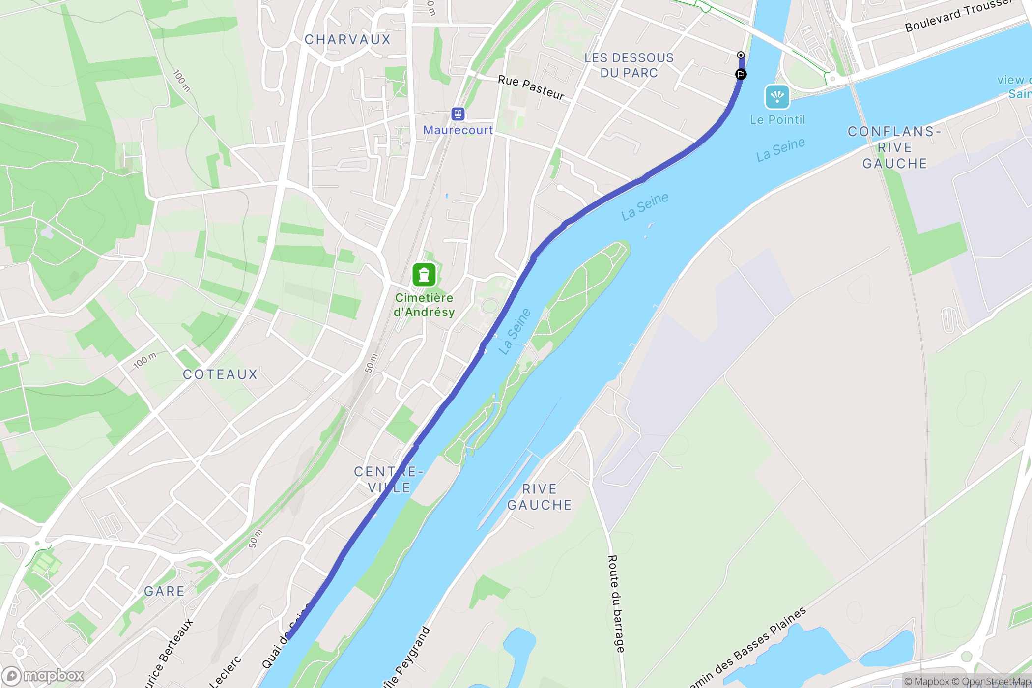 Andrésy : carte du parcours de randonnée - France