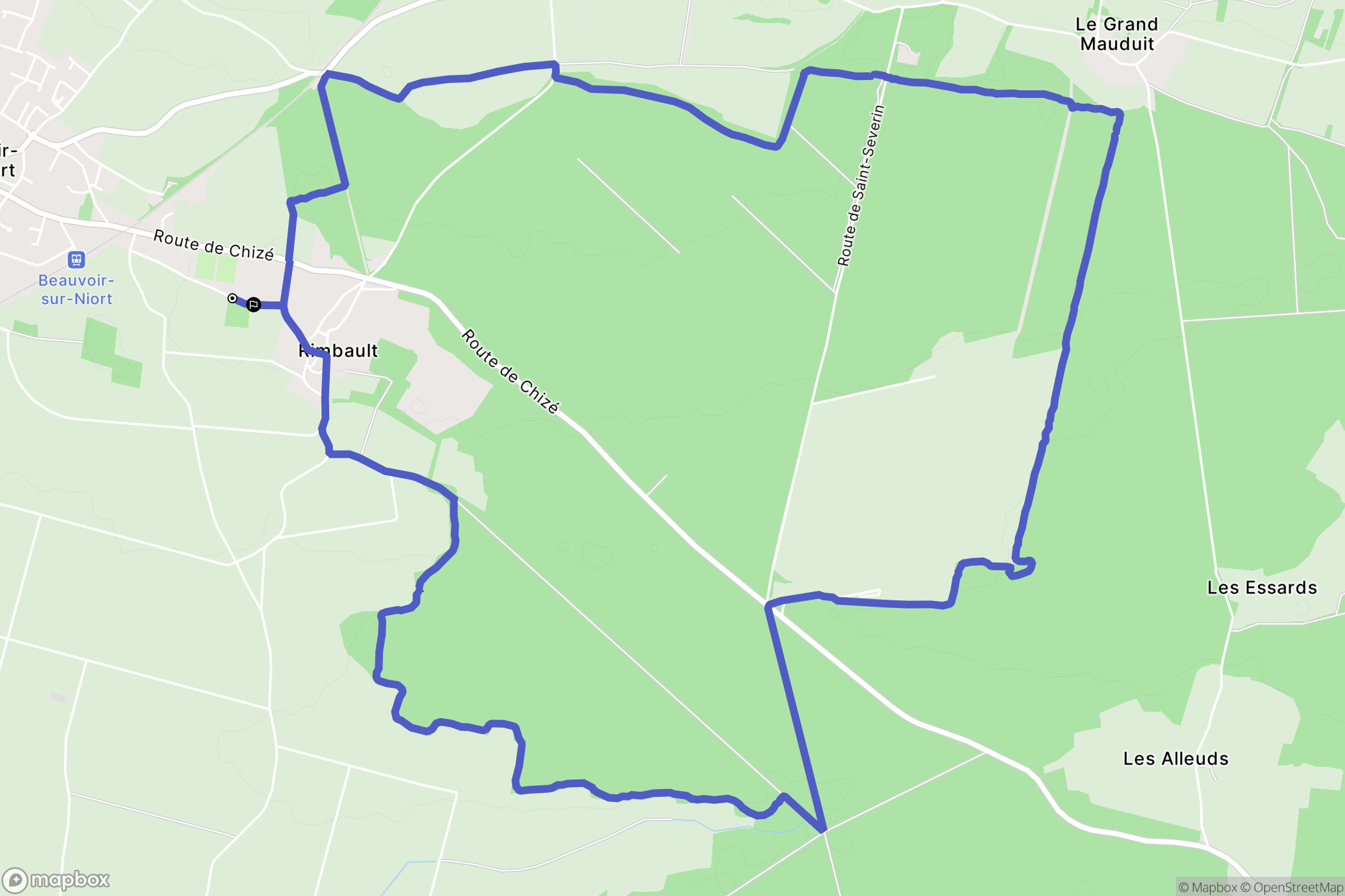 Beauvoir-sur-Niort : carte du parcours de randonnée - France