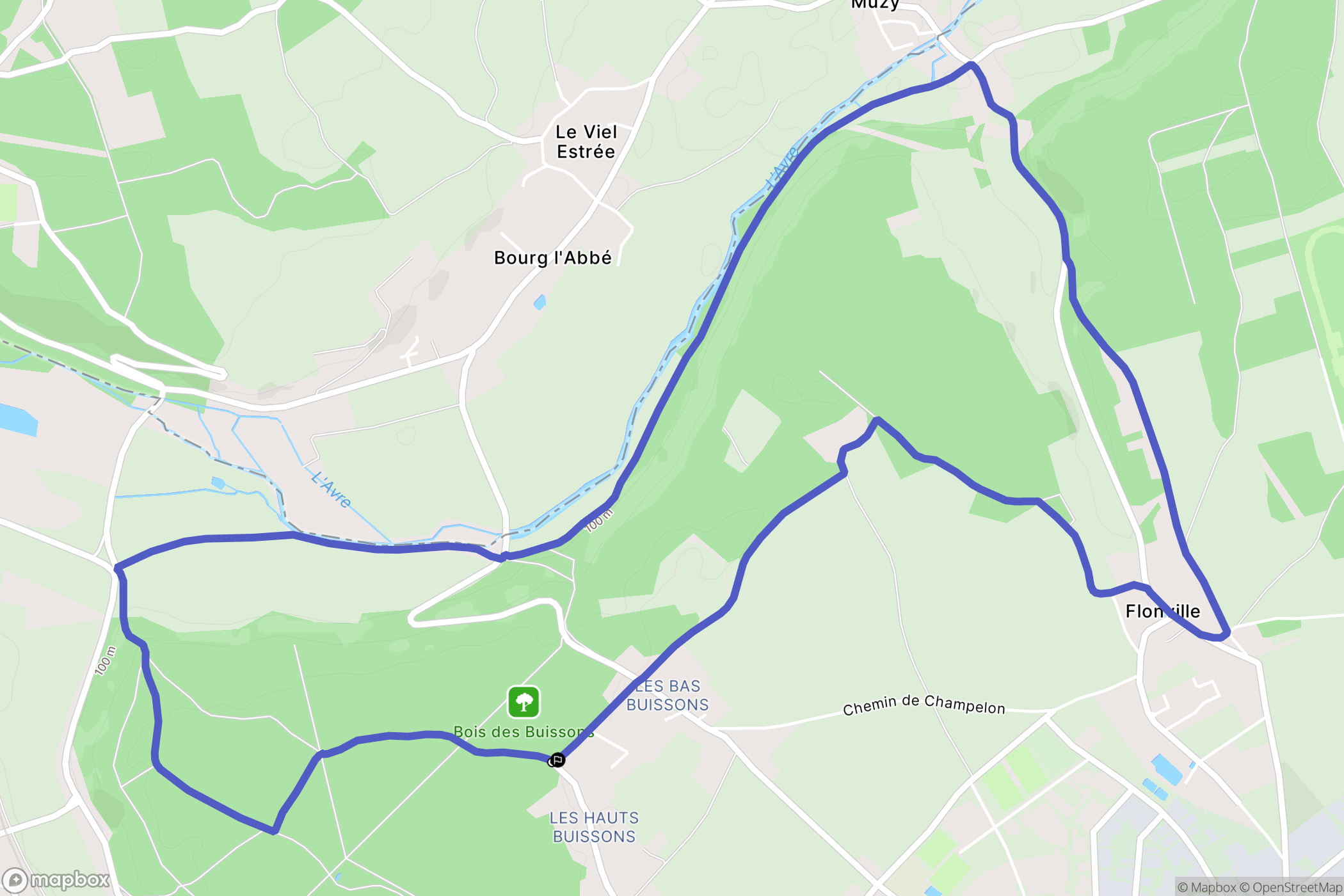 Dreux : carte du parcours de randonnée - France