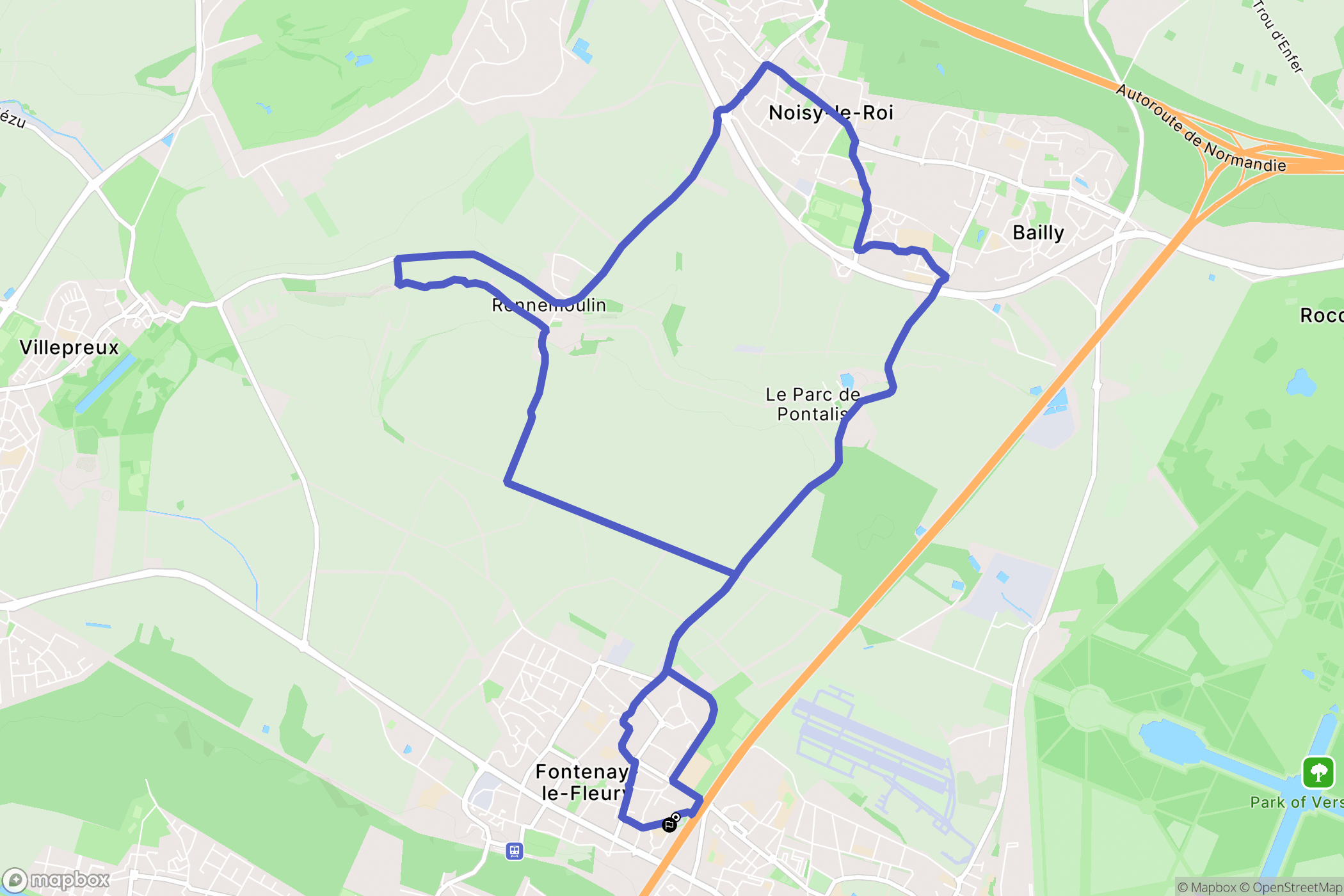 Fontenay-le-Fleury : carte du parcours de randonnée - France