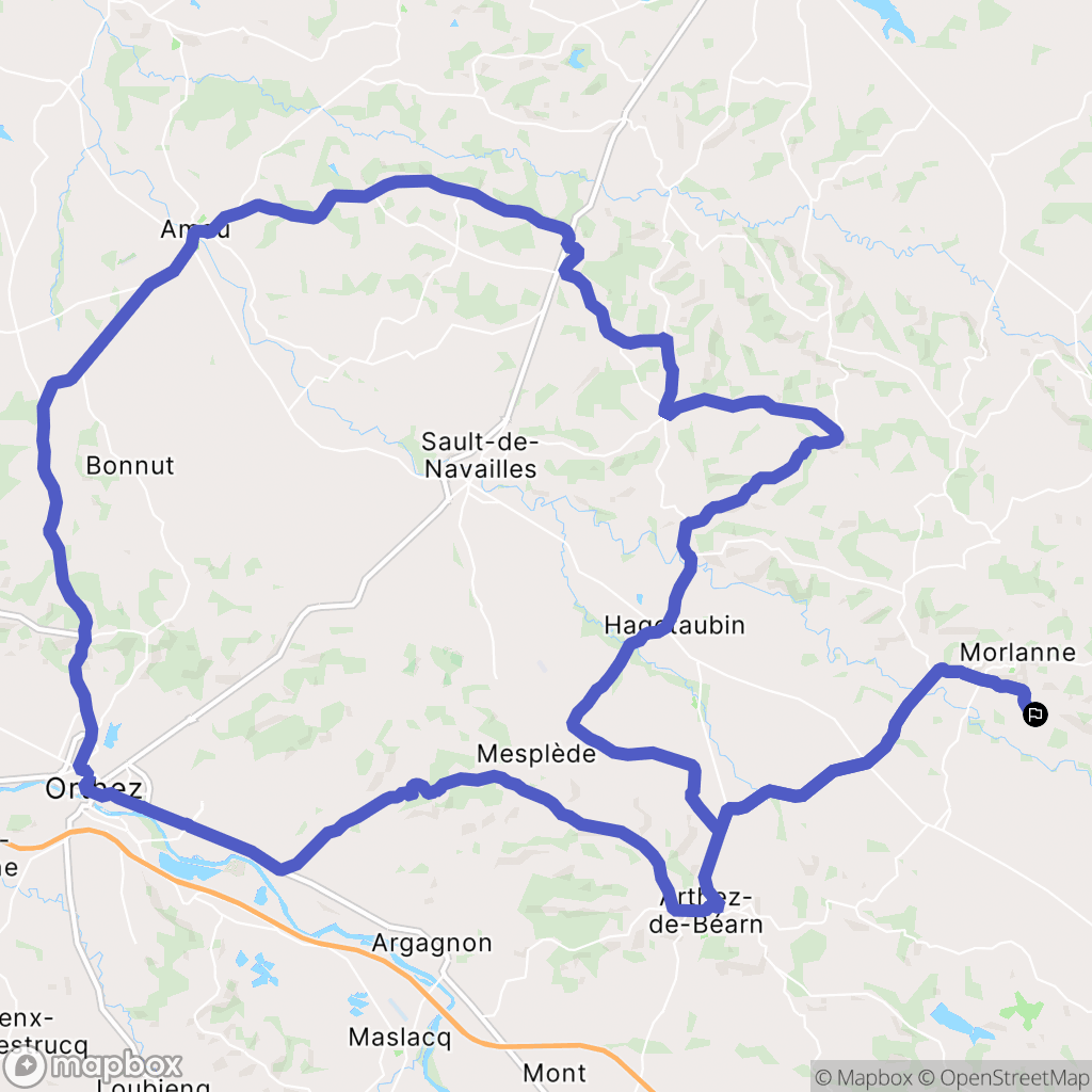 Morlanne : carte du parcours de randonnée - France