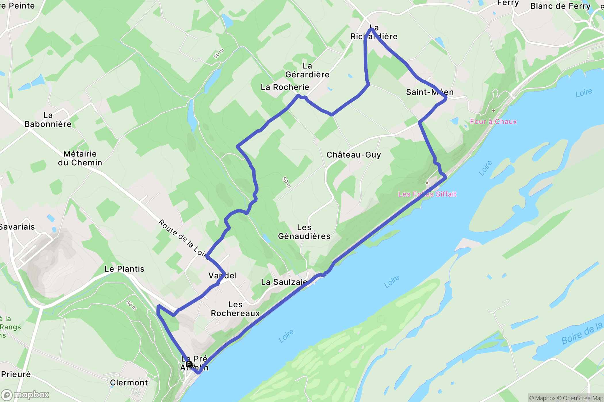 Le Cellier : carte du parcours de randonnée - France