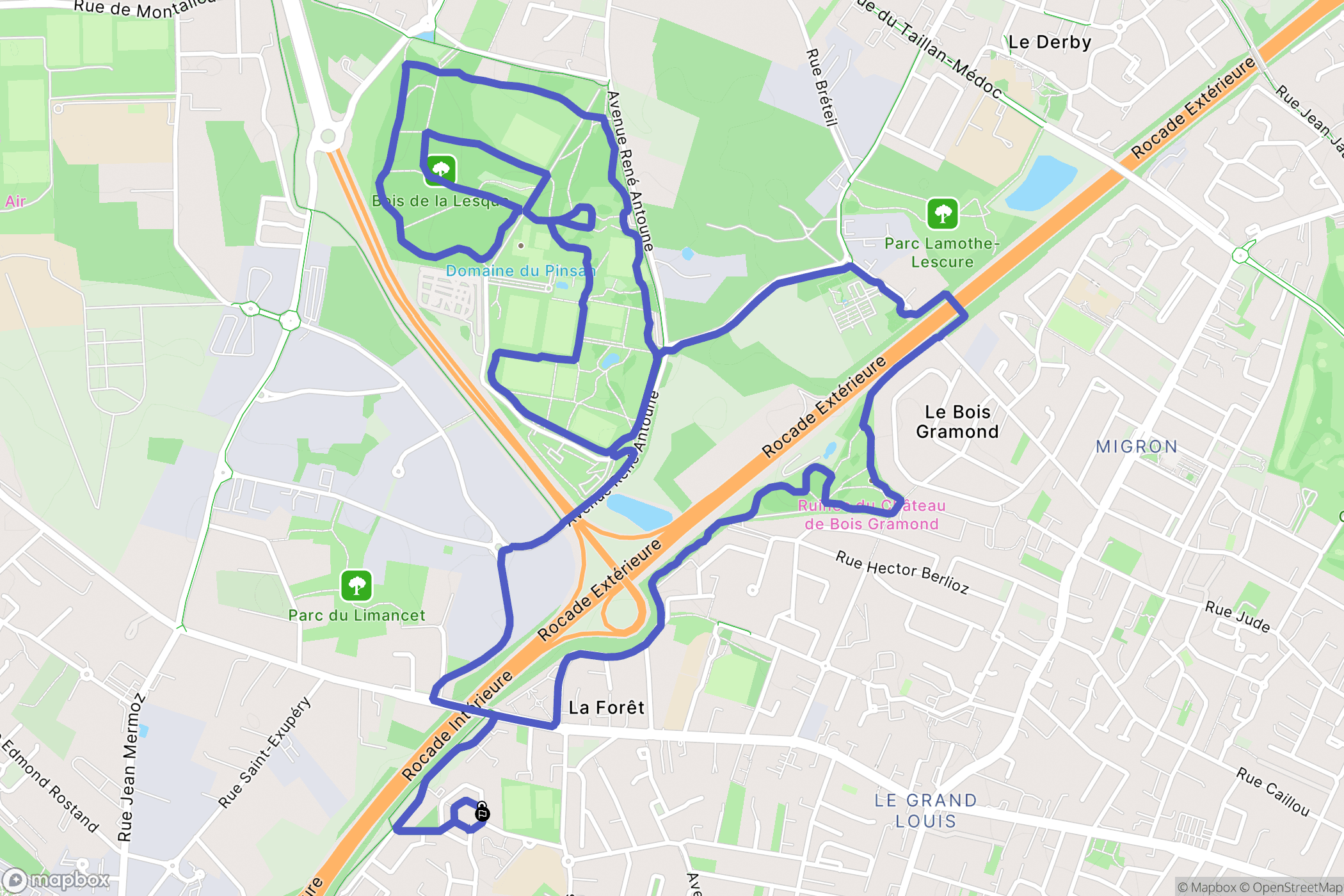 Eysines : carte du parcours de randonnée - France