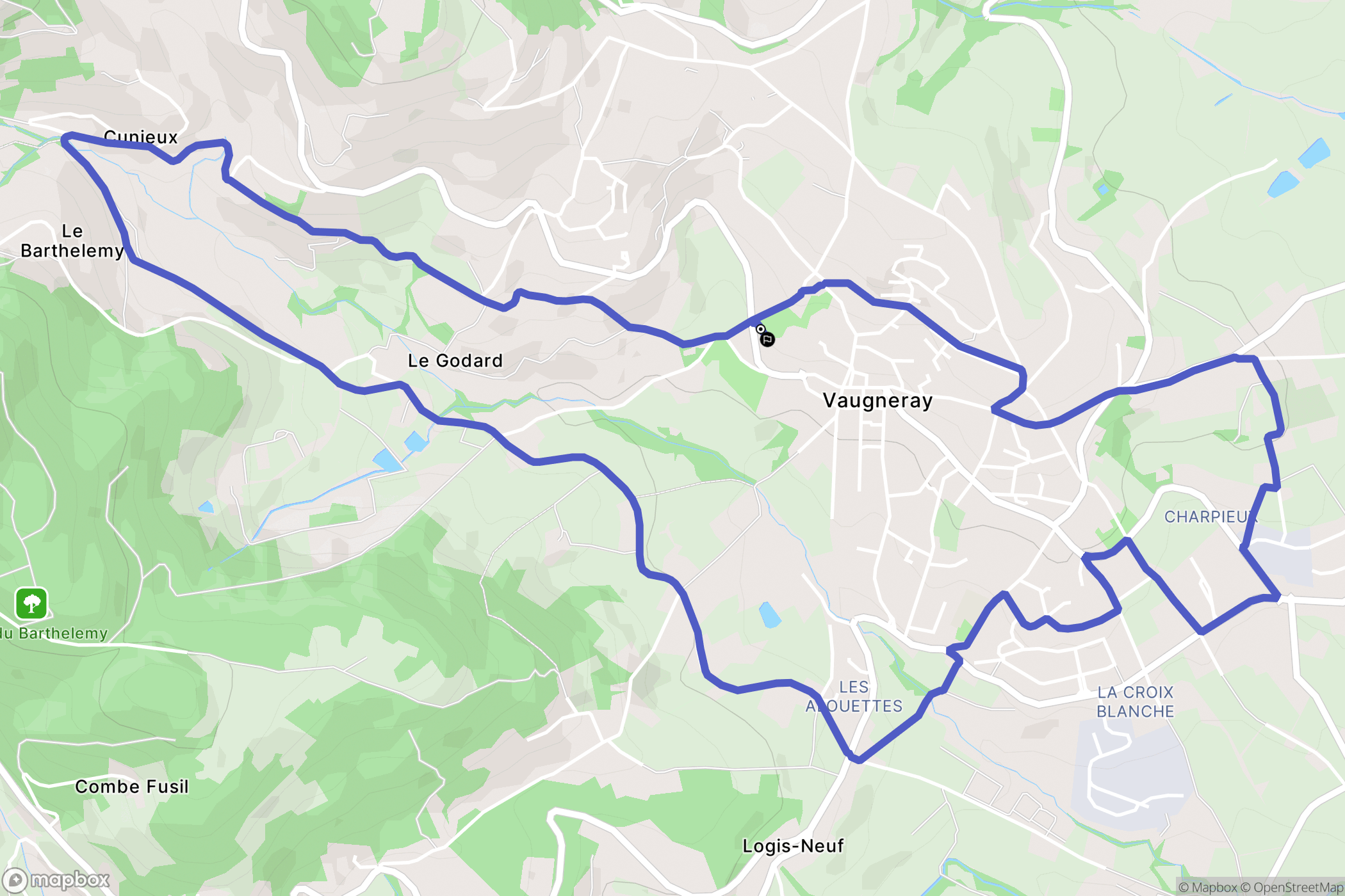 Vaugneray : carte du parcours de randonnée - France