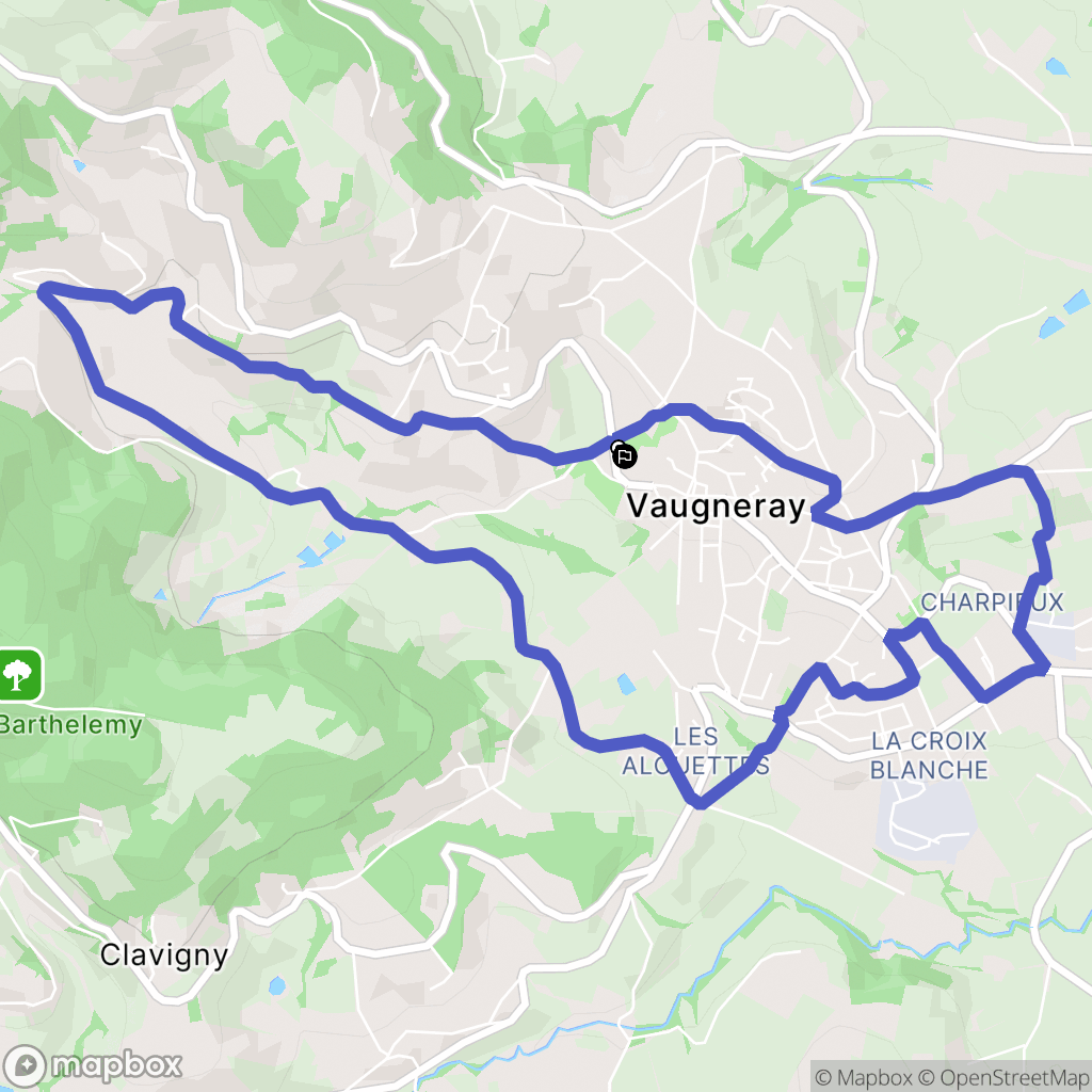 Vaugneray : carte du parcours de randonnée - France