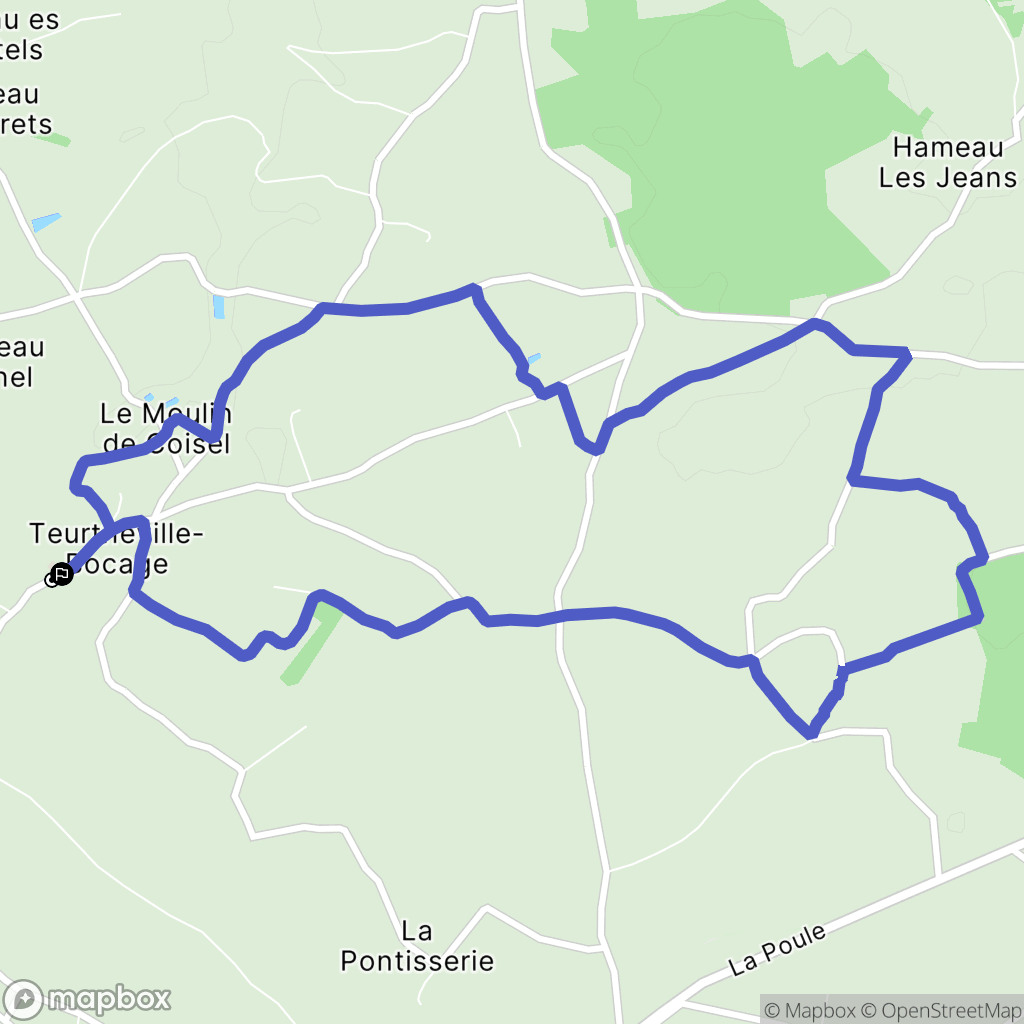 Teurthéville-Bocage : carte du parcours de randonnée - France