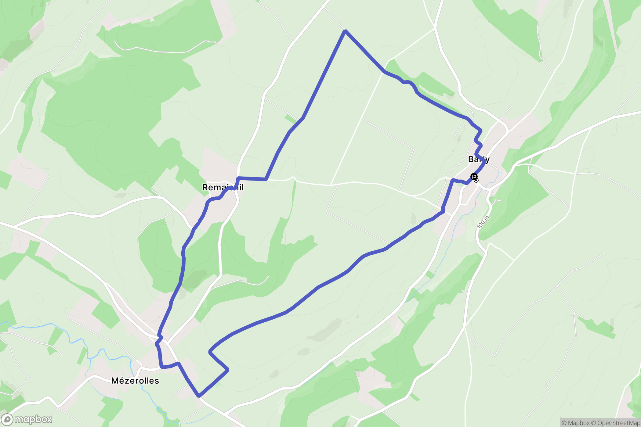 Barly : carte du parcours de randonnée - France