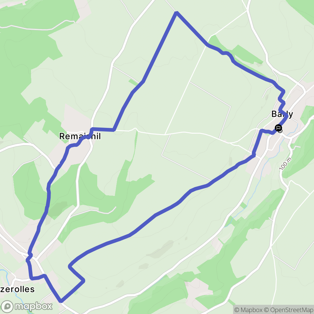 Barly : carte du parcours de randonnée - France